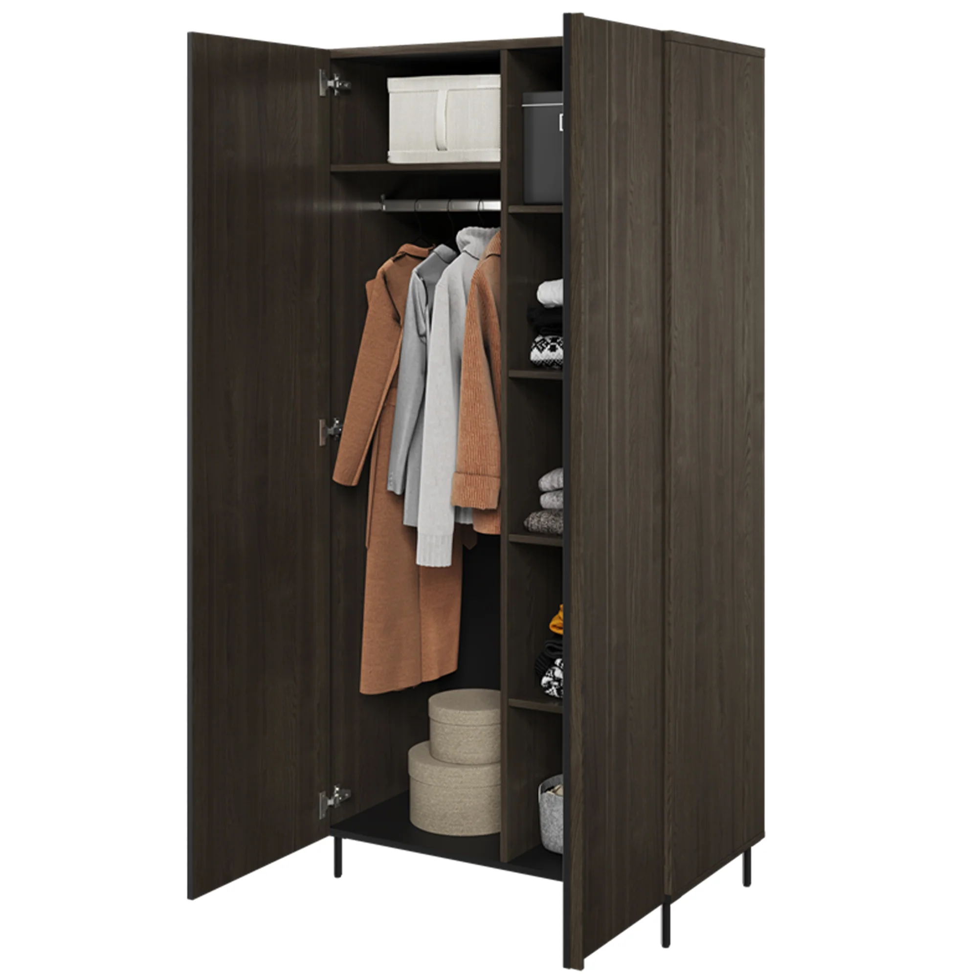 Szafa dwudrzwiowa Piemonte 92 cm Jesion portland/czarny - Image 3