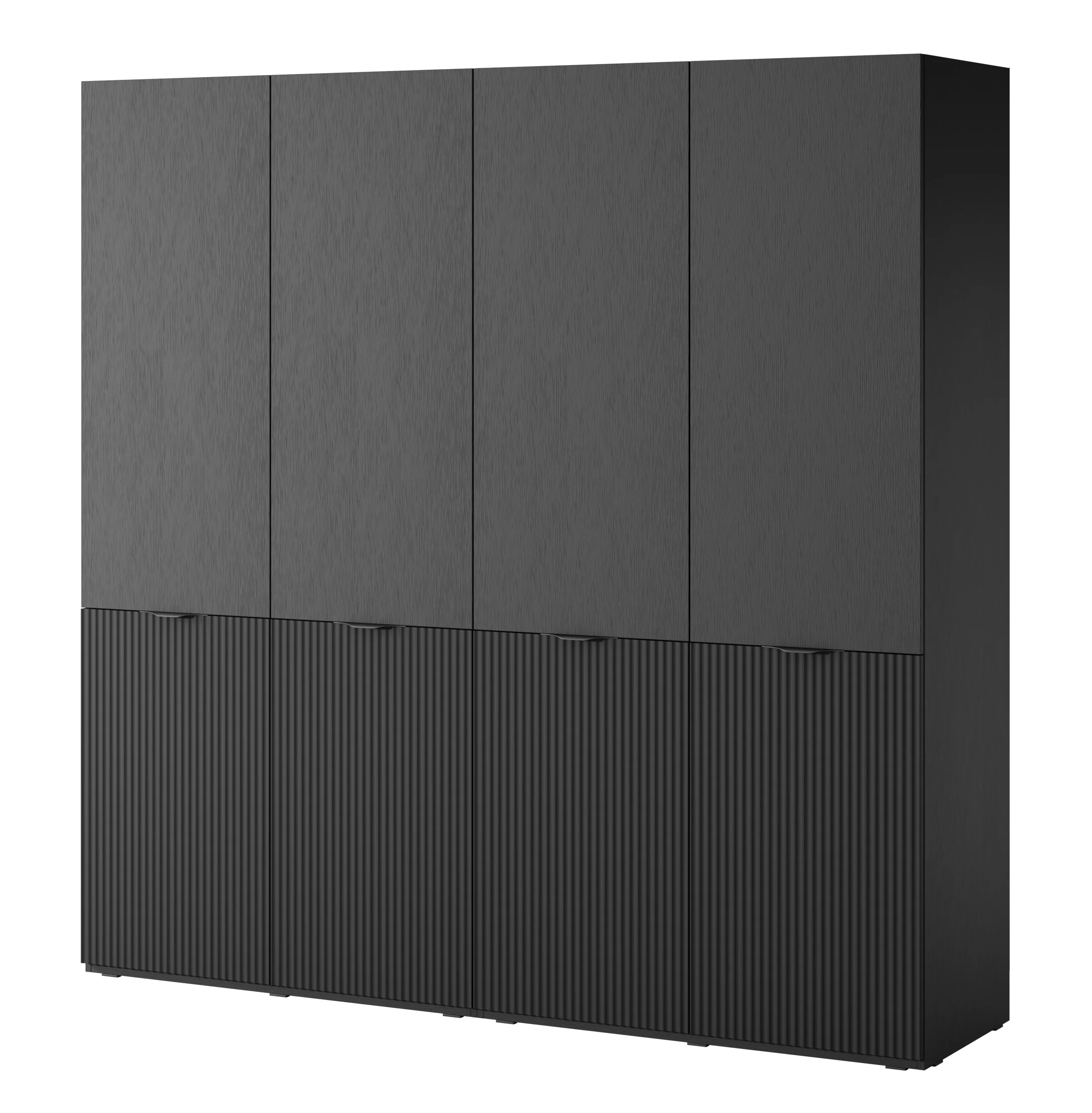 Szafa dwudrzwiowa Sandbox z ryflowanym frontem 100 cm czarna - Image 3