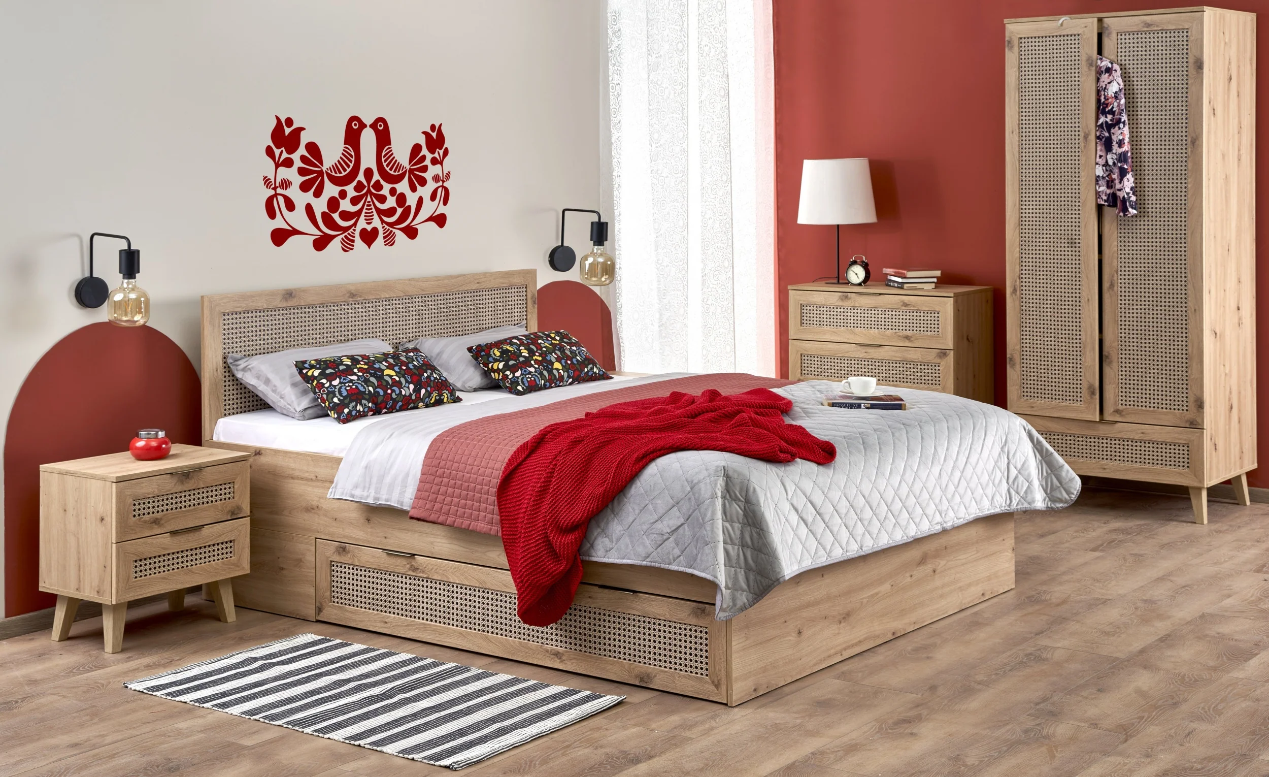 Szafa dwudrzwiowa Trivilla dąb artisan/ plecionka wiedeńska - Image 2