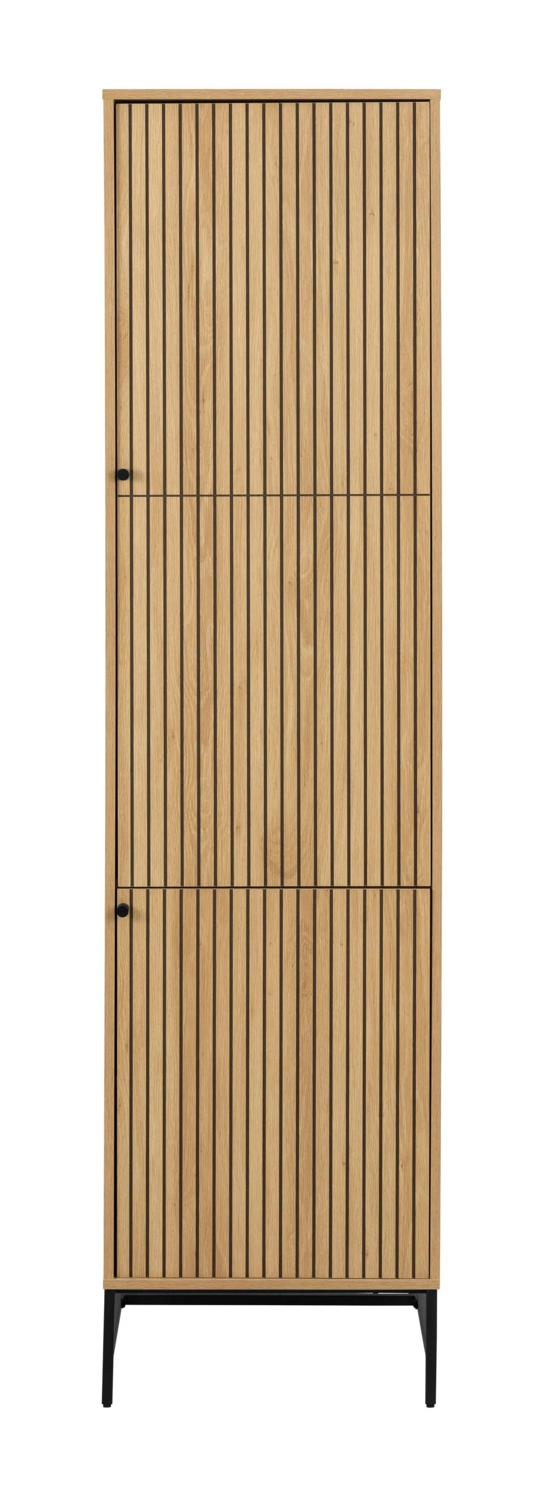 Szafa Pously 200 cm z dwoma półkami i drążkiem dąb lamele - Image 2