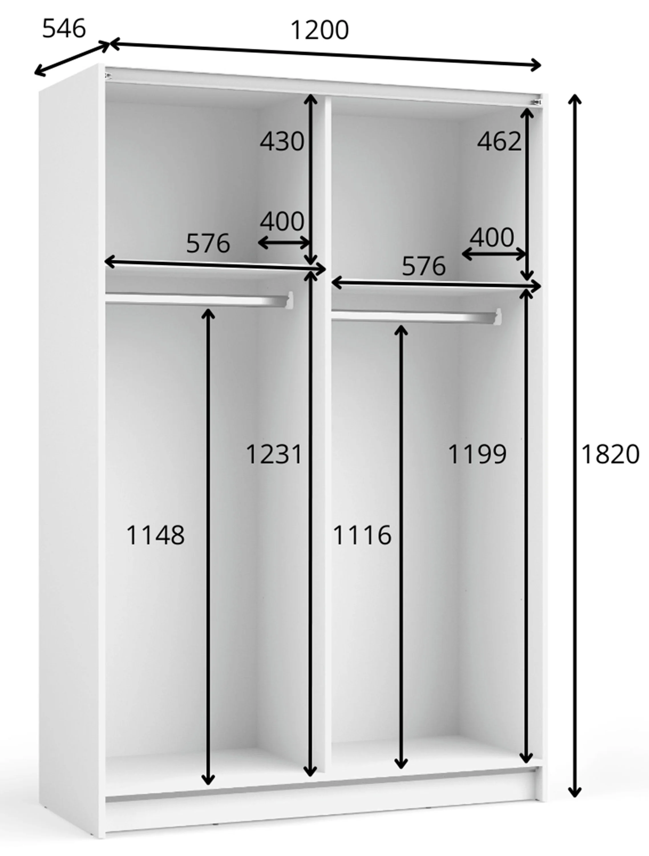 Szafa przesuwna Fiaso dwudrzwiowa z lustrem 120 cm czarna - Image 5