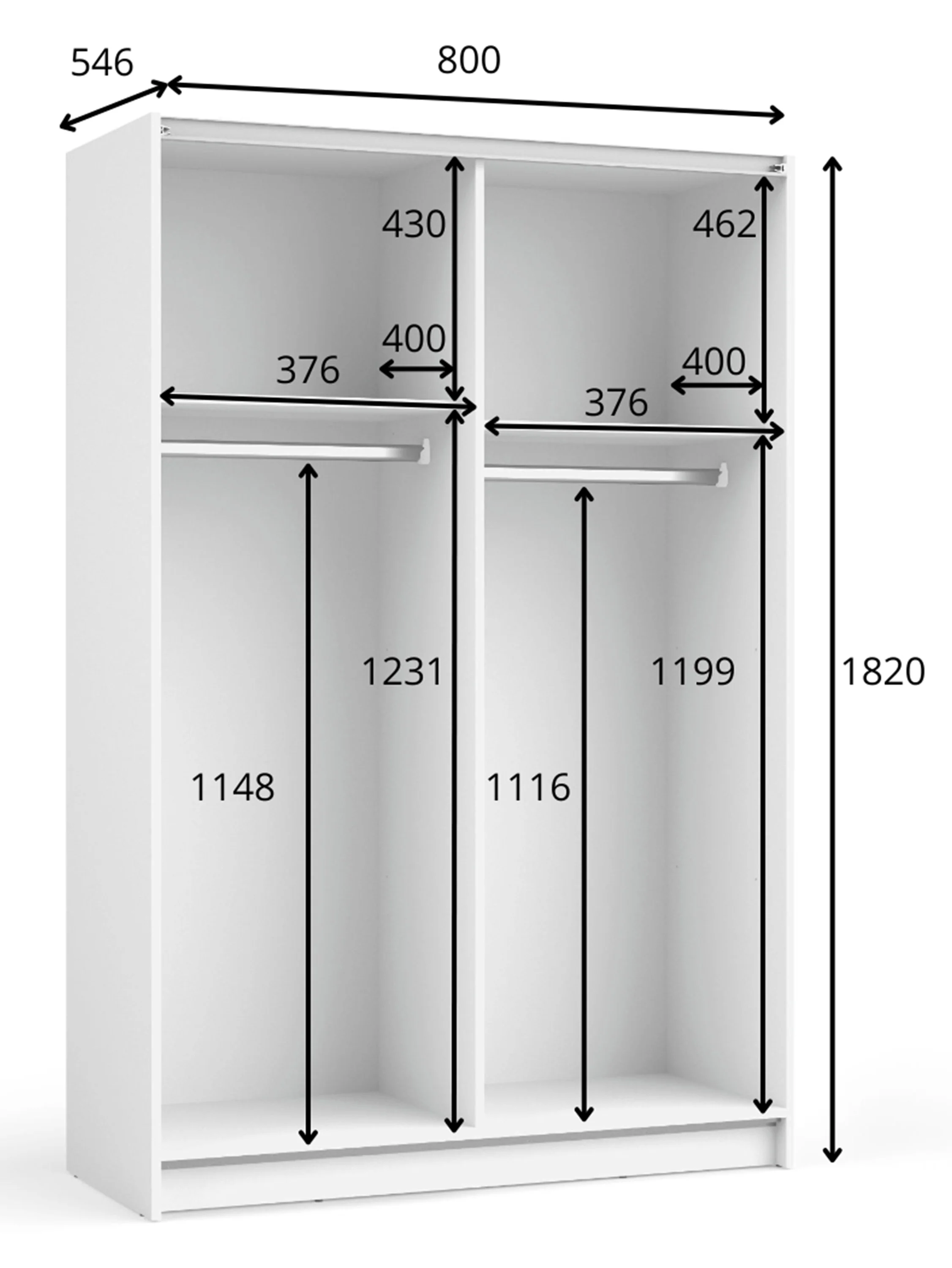 Szafa przesuwna Fiaso dwudrzwiowa z lustrem 80 cm czarna - Image 5