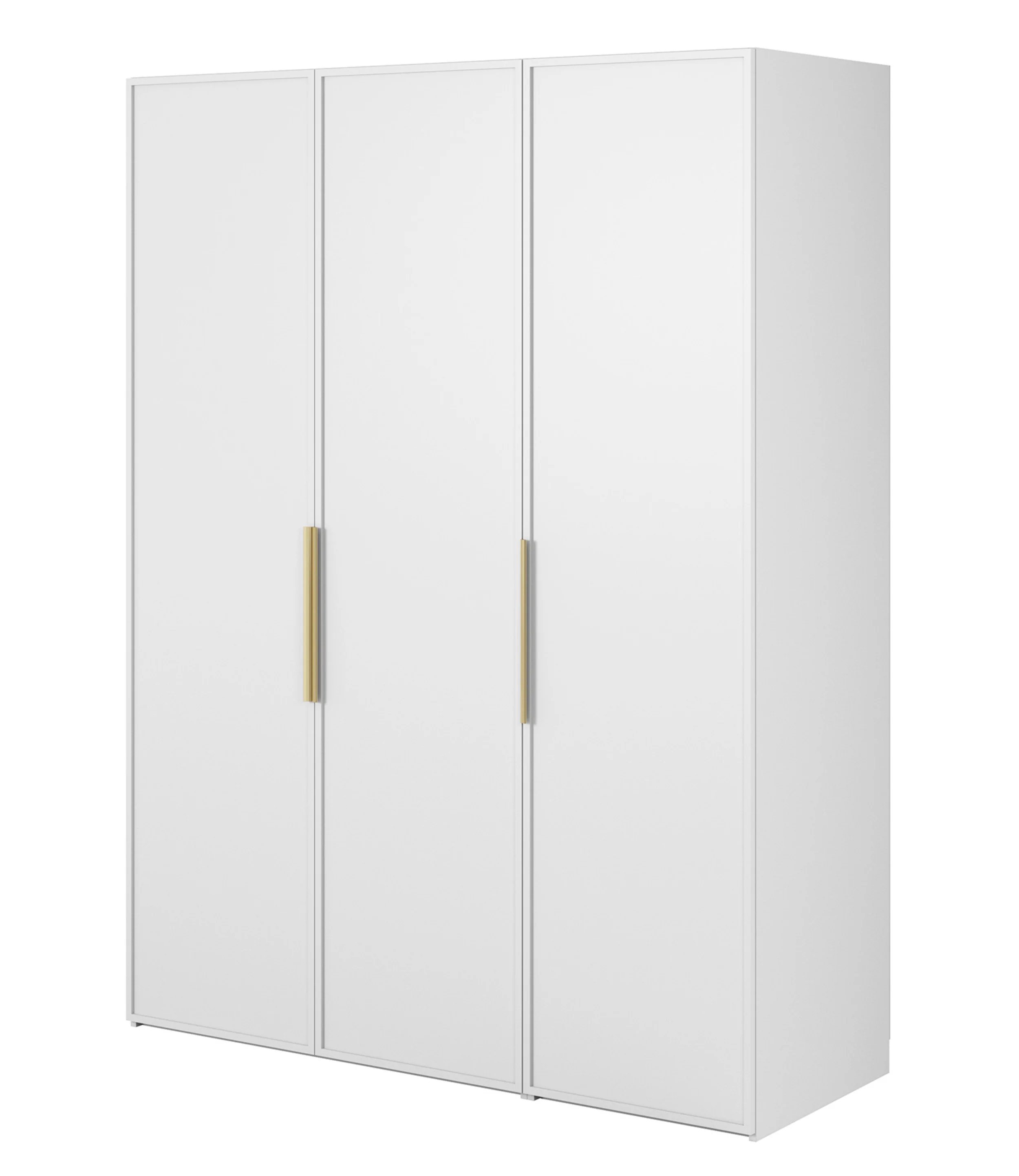 Szafa trzydrzwiowa Frame z długim drążkiem i siedmioma półkami 150 cm Biała