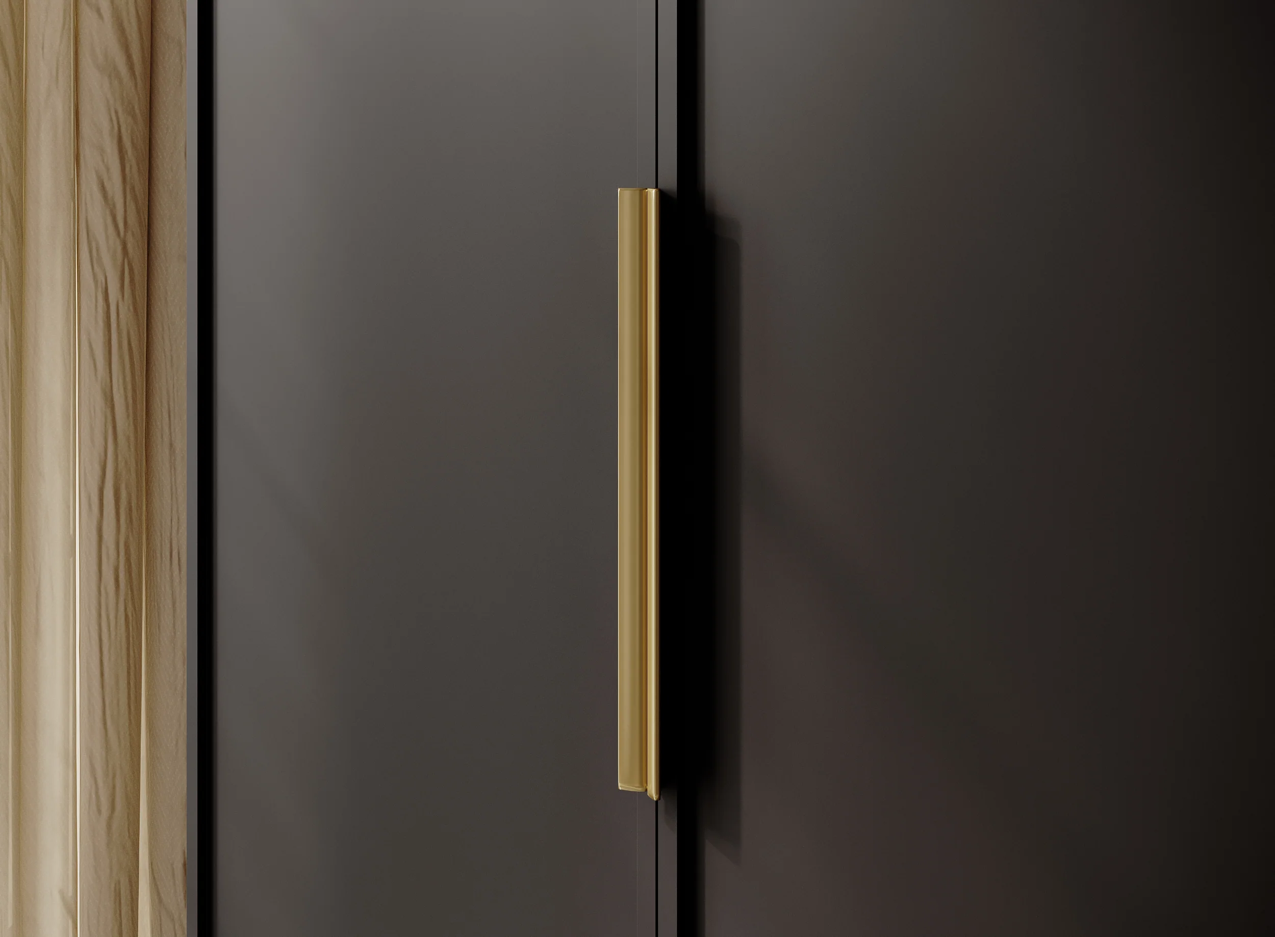 Szafa trzydrzwiowa Frame z drążkiem i półkami 150 cm Czarna - Image 5