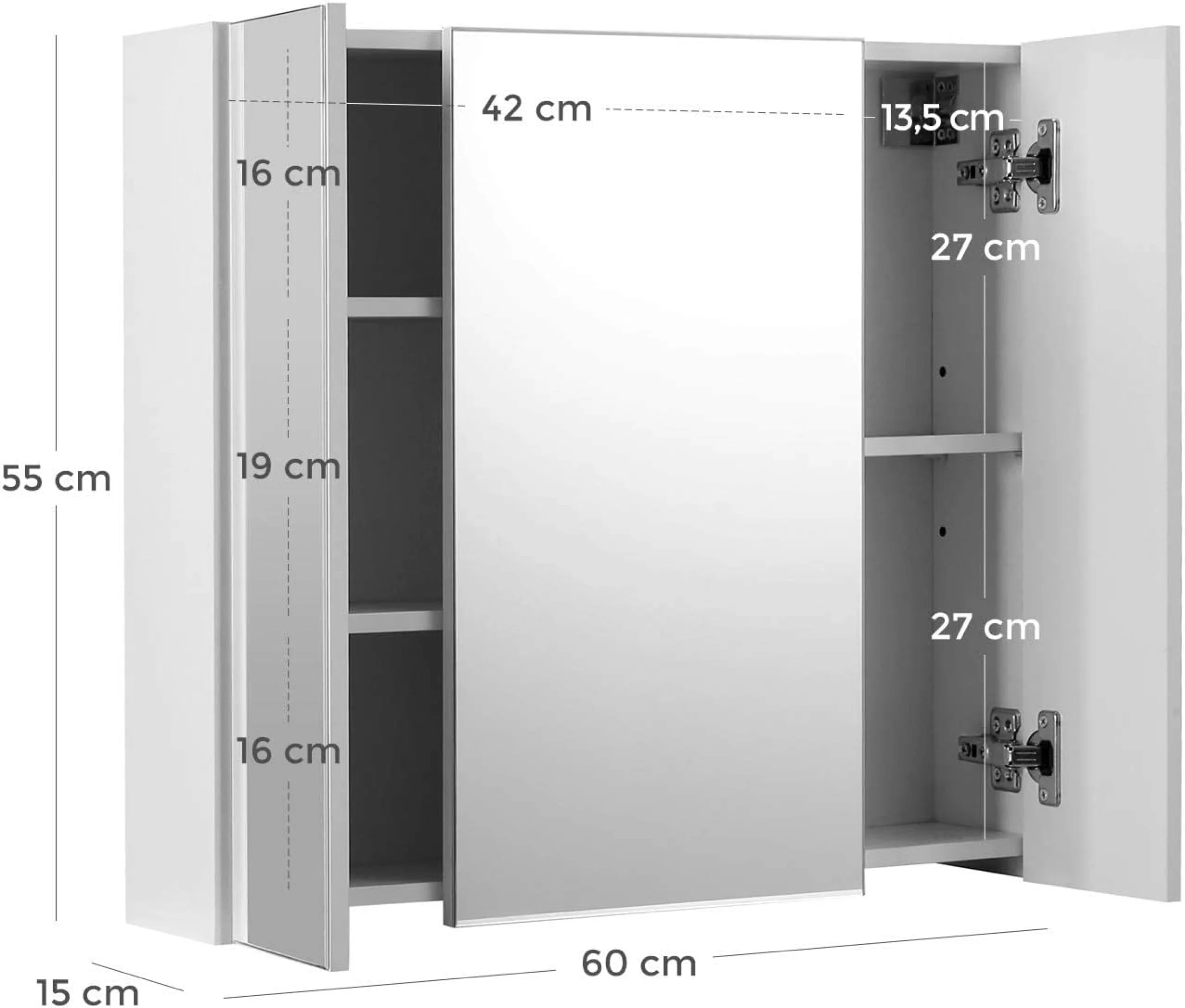 Szafka łazienkowa wisząca Grimark 60x15x55 cm z lustrem - Image 7