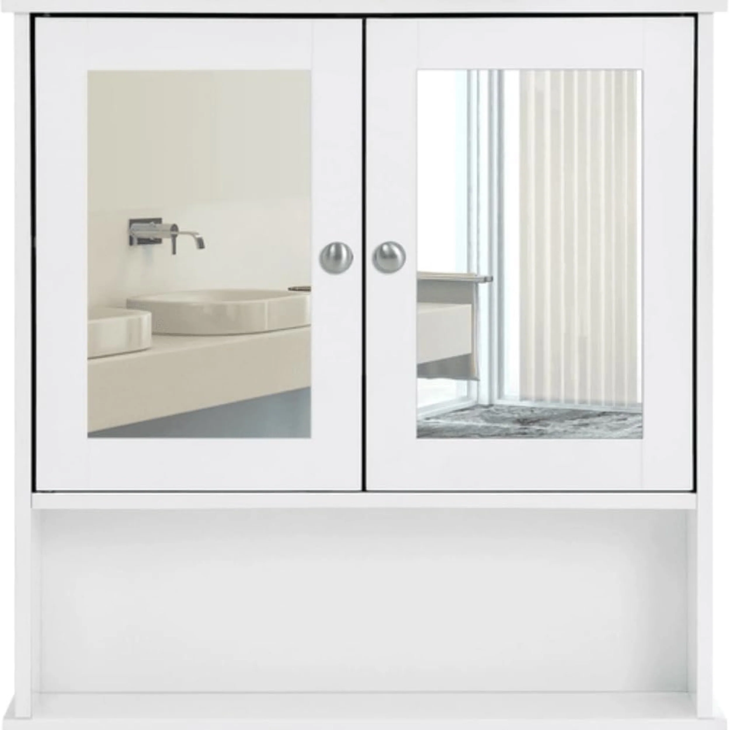 Szafka łazienkowa wisząca Muddon 56x13x58 cm z lustrem biała - Image 5