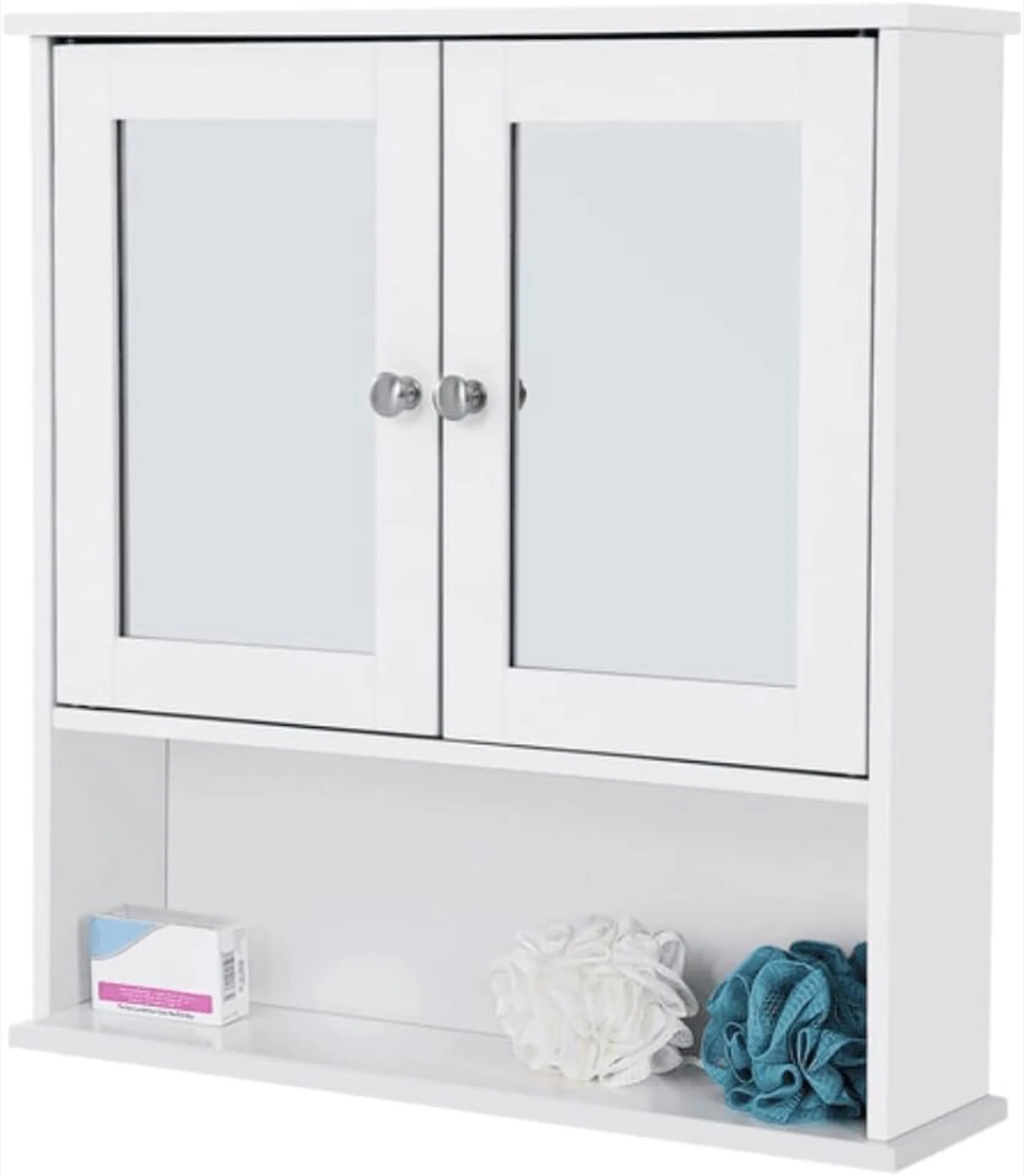 Szafka łazienkowa wisząca Muddon 56x13x58 cm z lustrem biała - Image 6