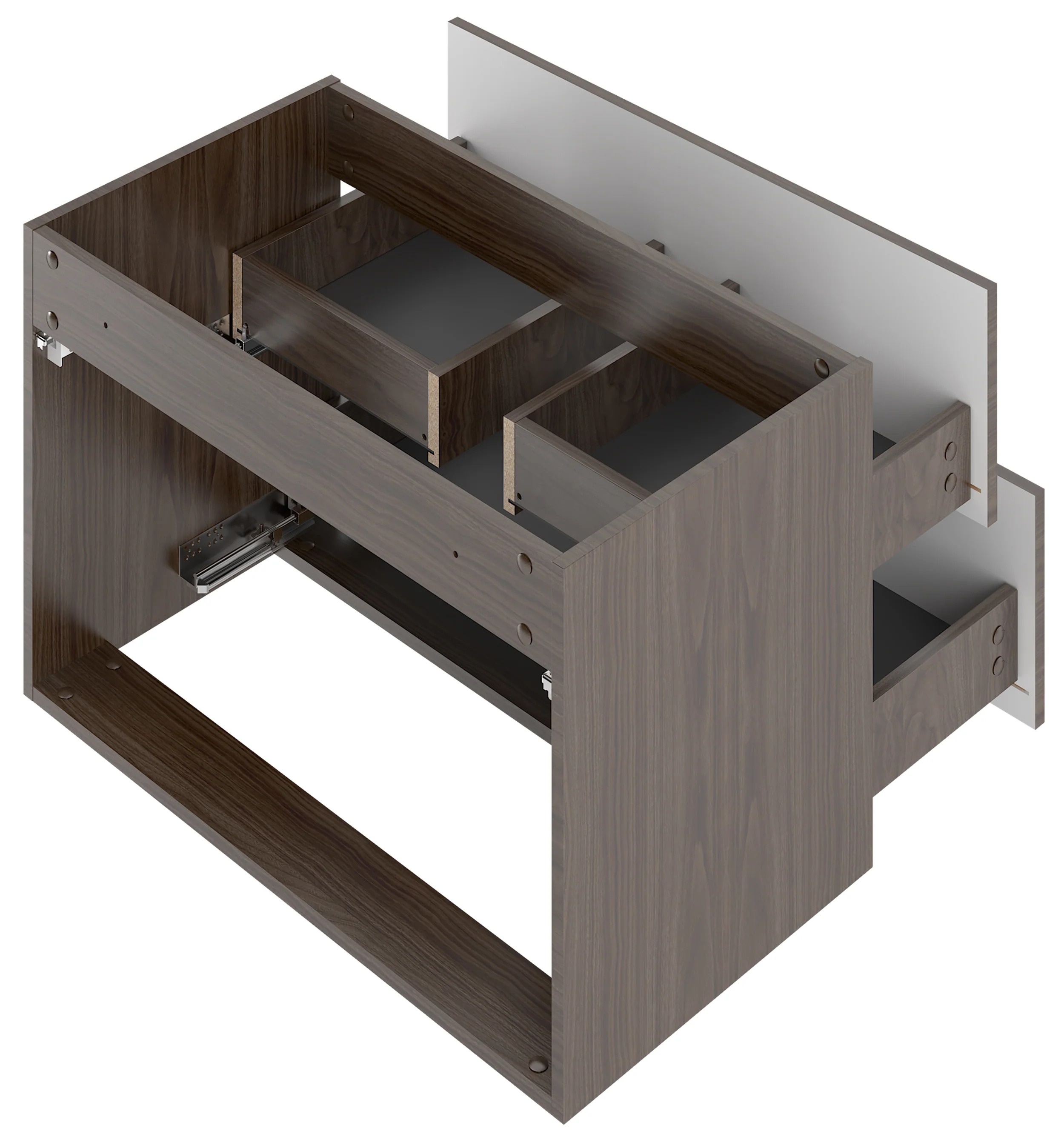 Szafka łazienkowa z blatem Stella 80 cm ryflowane fronty orzech / czarny mat - Image 6