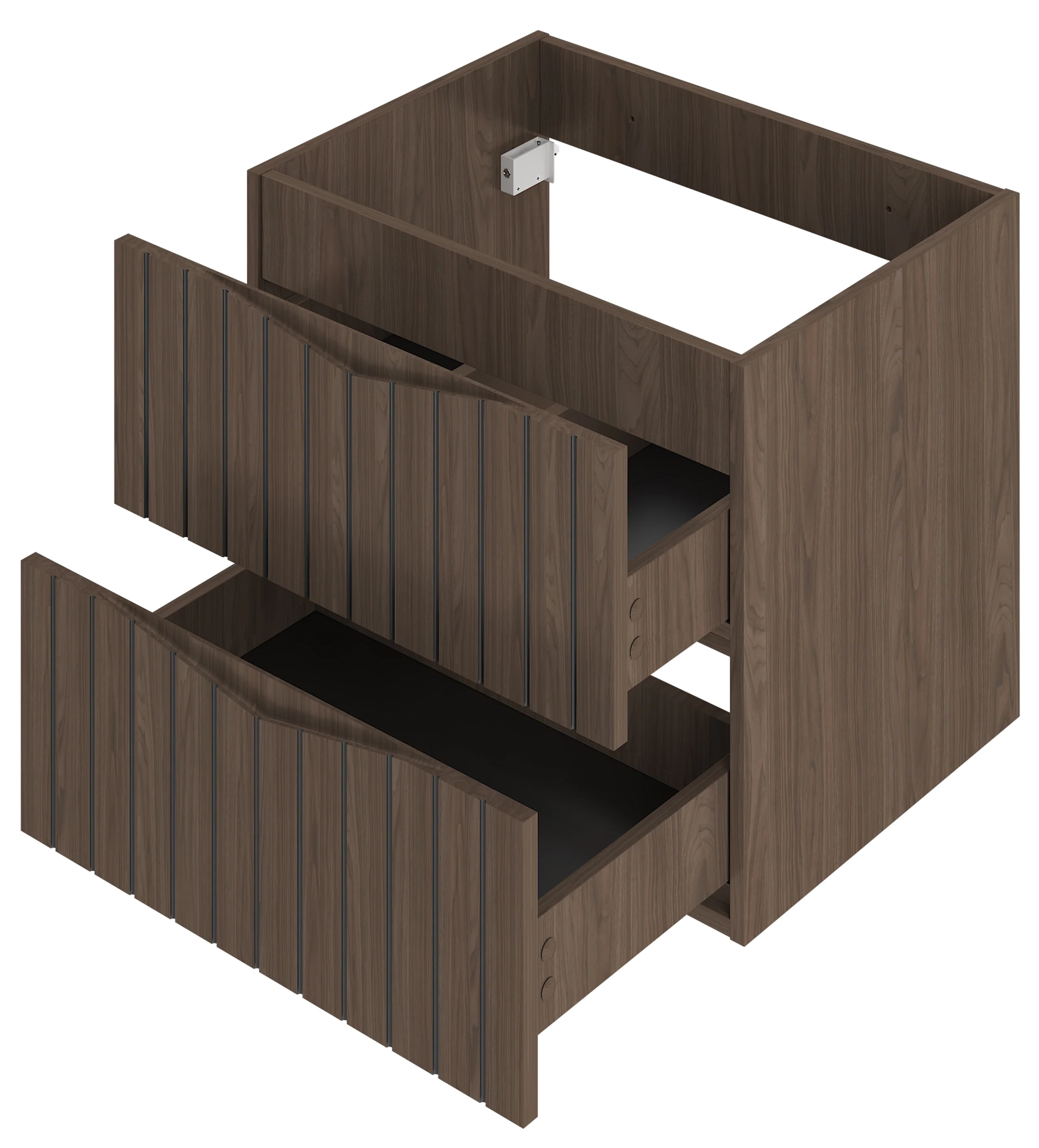 Szafka łazienkowa z umywalką Stella 60 cm ryflowane fronty orzech / czarny mat - Image 6