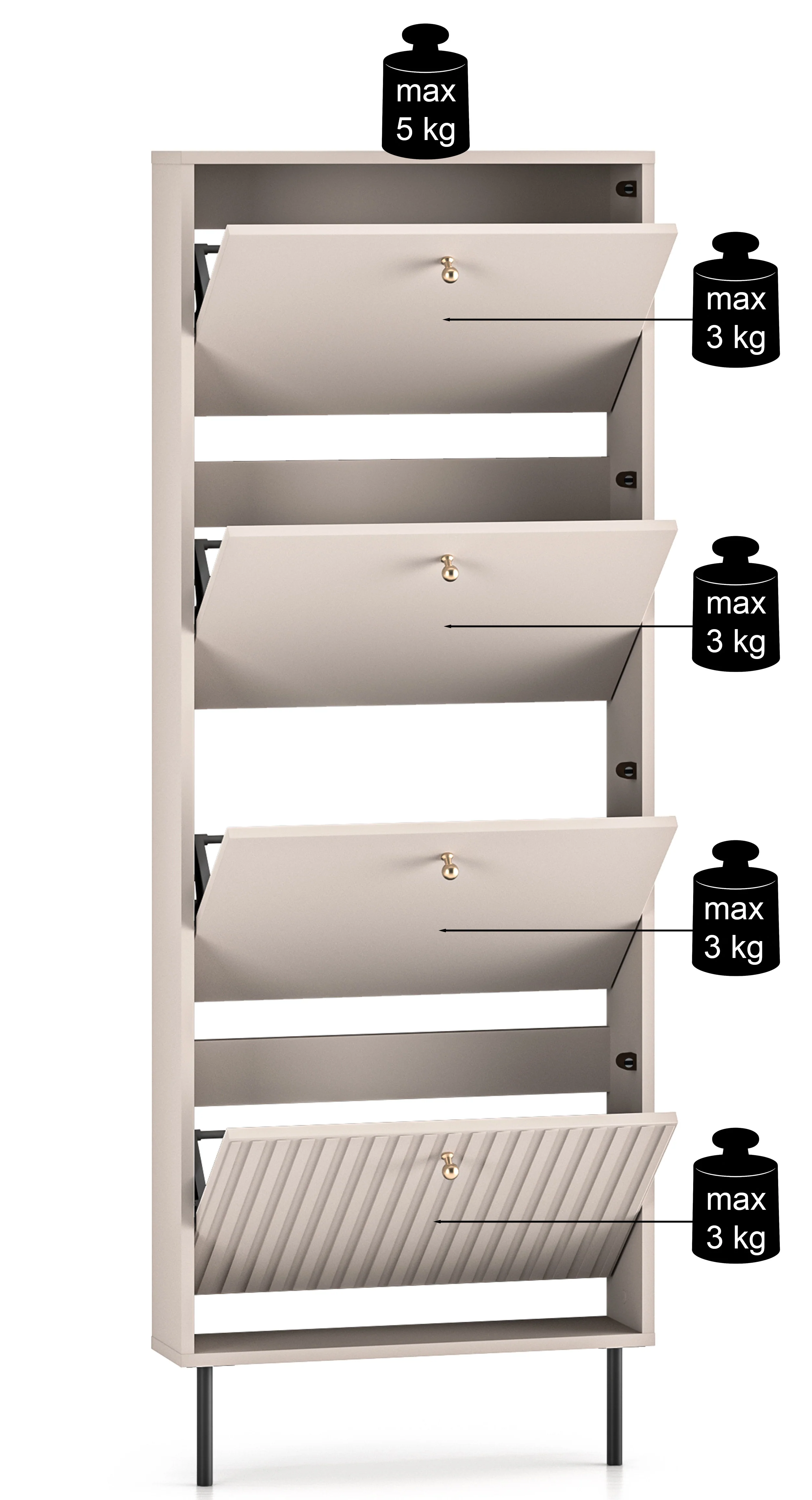 Szafka na buty Caletto z czterema schowkami 60 cm kaszmir - Image 10