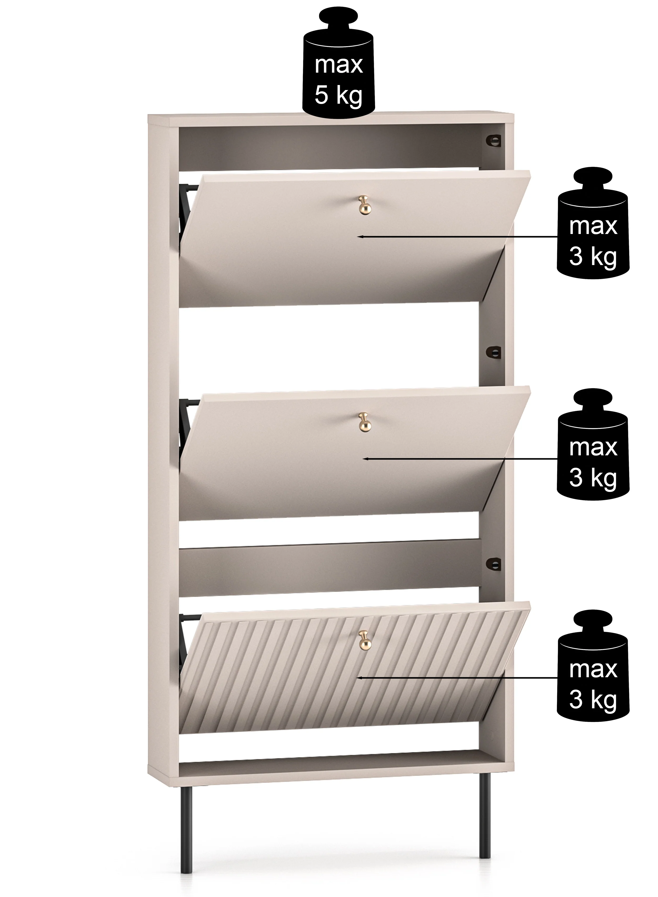 Szafka na buty Caletto z trzema schowkami 60 cm kaszmir - Image 11