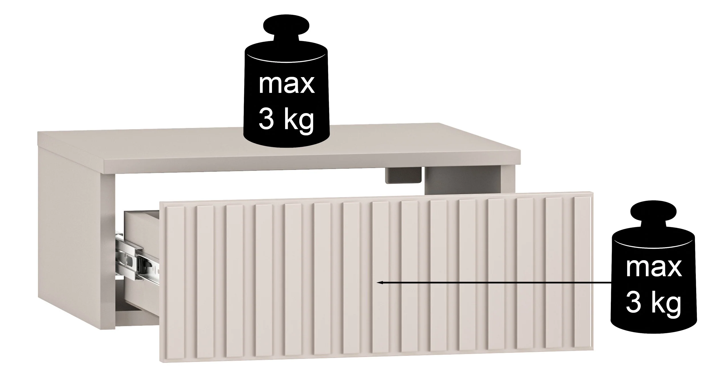 Szafka nocna Caletto z szufladą wisząca 45 cm kaszmir - Image 9