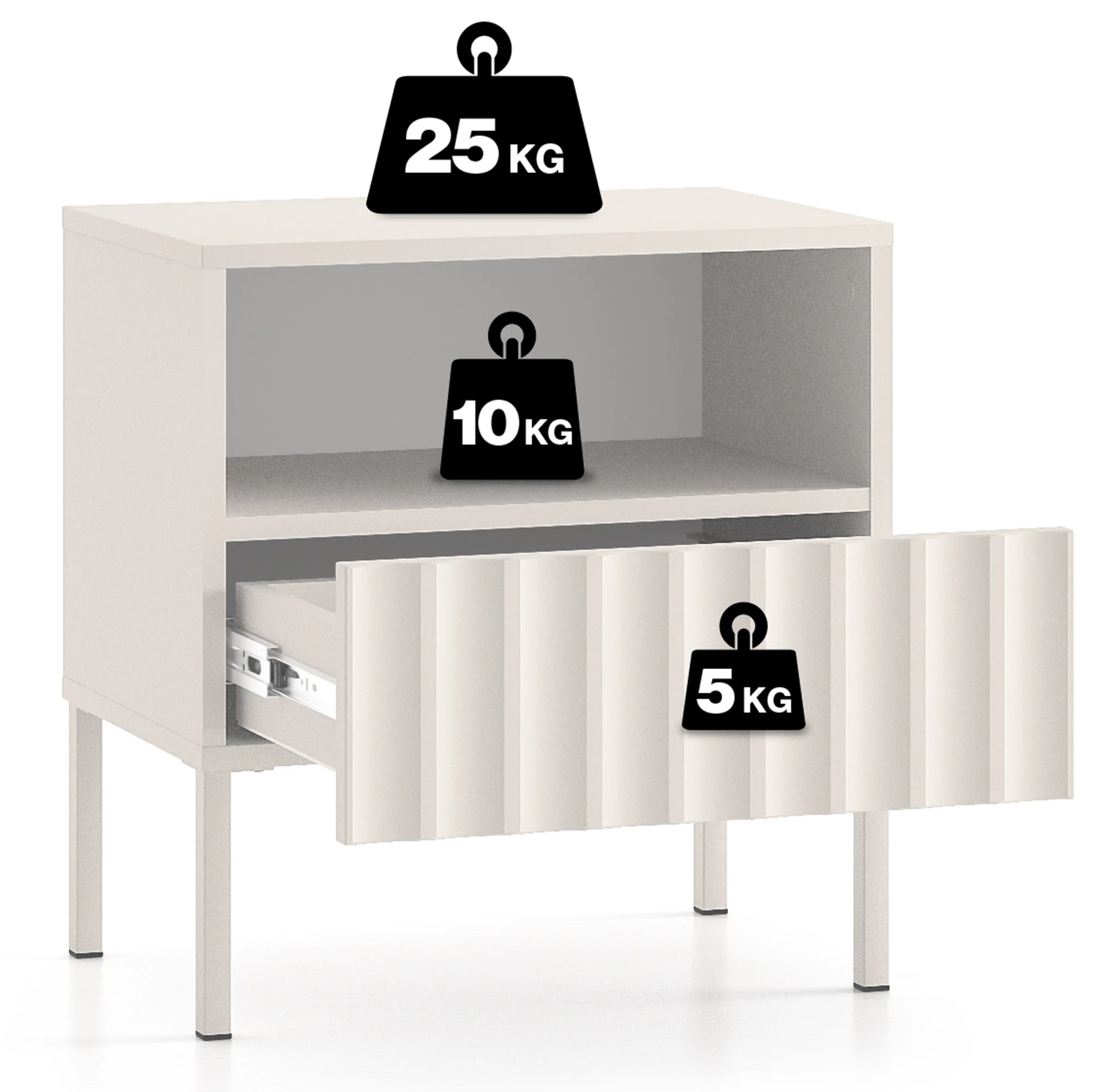 Szafka nocna Derriva z ryflowanymi frontami 50 cm kaszmir - Image 11