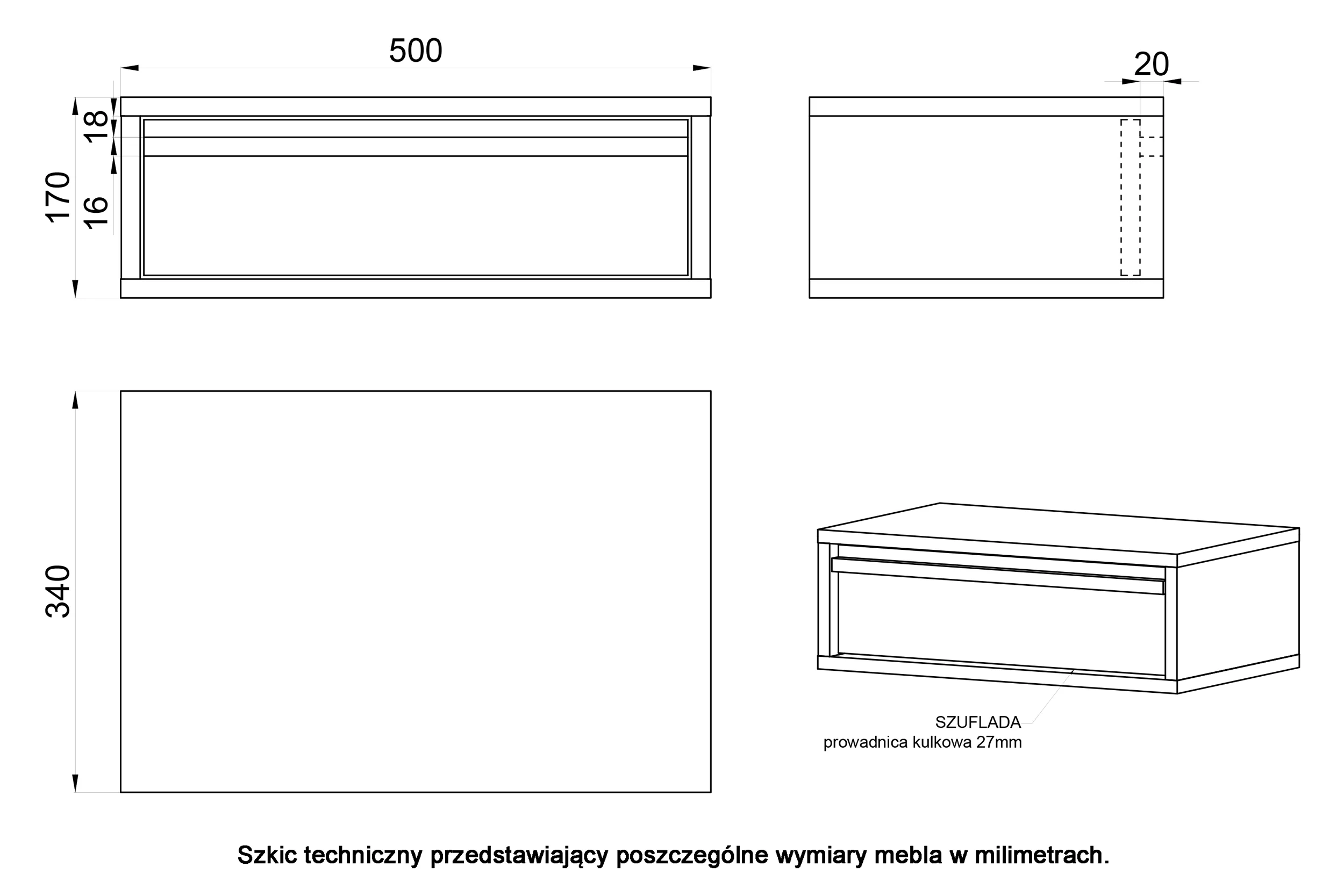 Szafka nocna Evo z szufladą i stelażem 50 cm Szałwiowy - Image 8