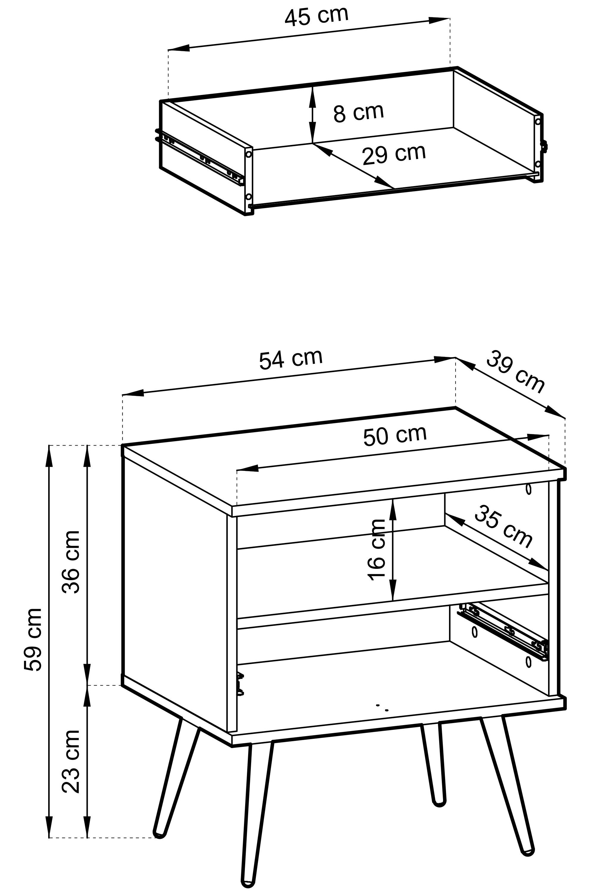 Szafka nocna Glinte z szulfadą 54 cm biała ze złotymi nogami - Image 4
