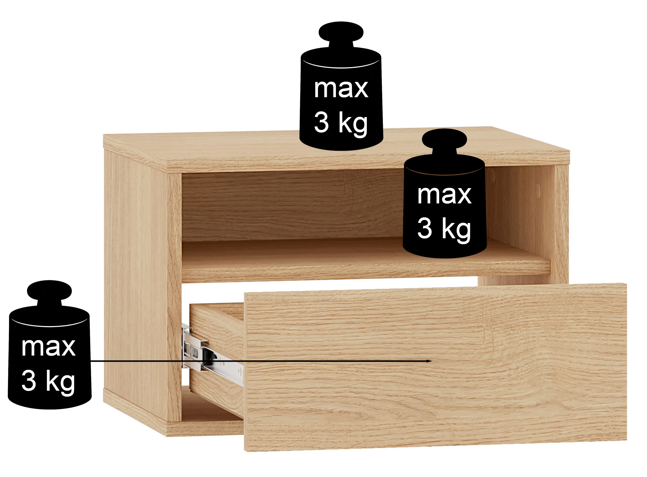 Szafka nocna Heggers wisząca z szufladą i wnęką 45 cm dąb mavelie - Image 9