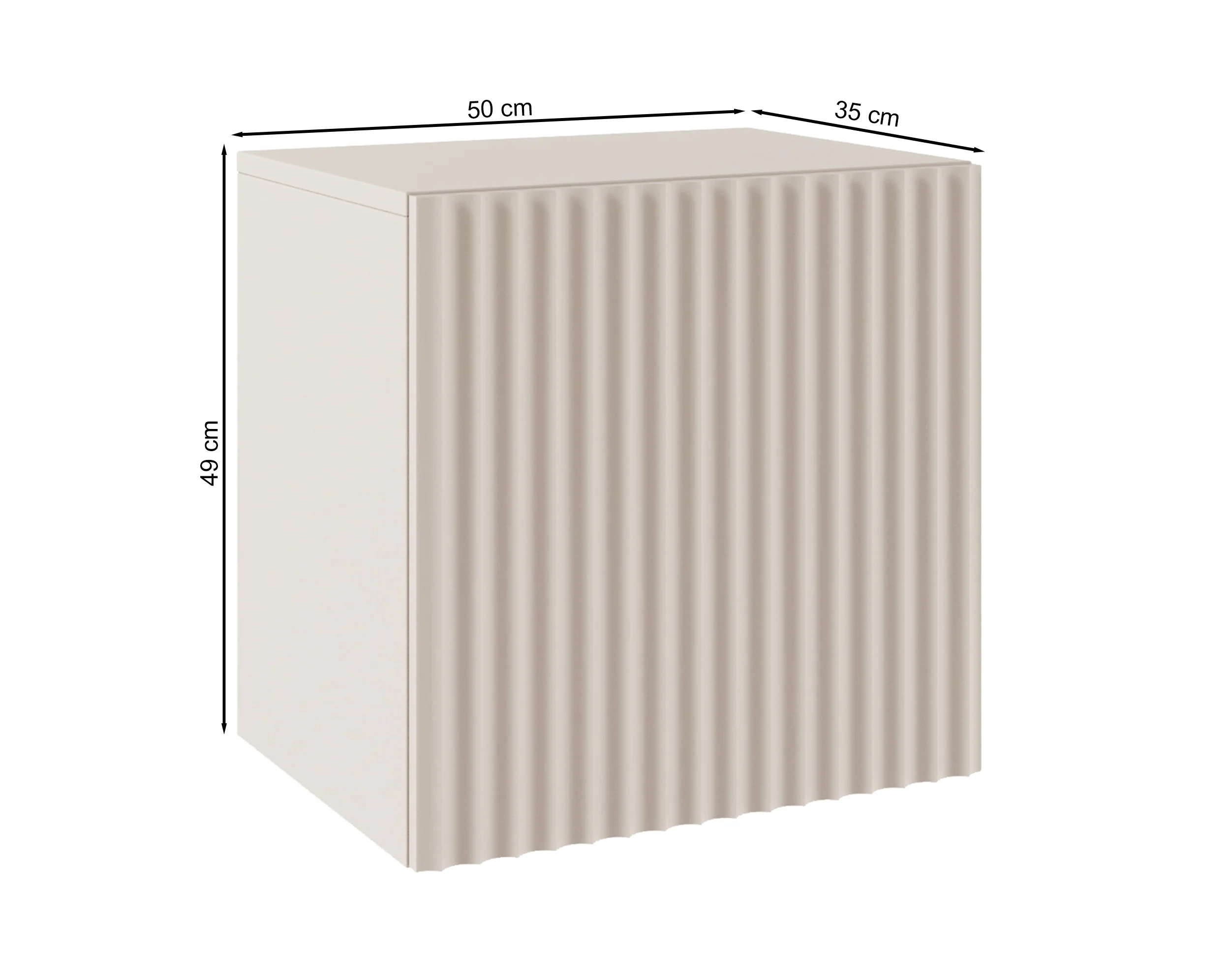 Szafka nocna jednodrzwiowa Sunds z ryflowanymi frontami 50 cm kaszmir - Image 7