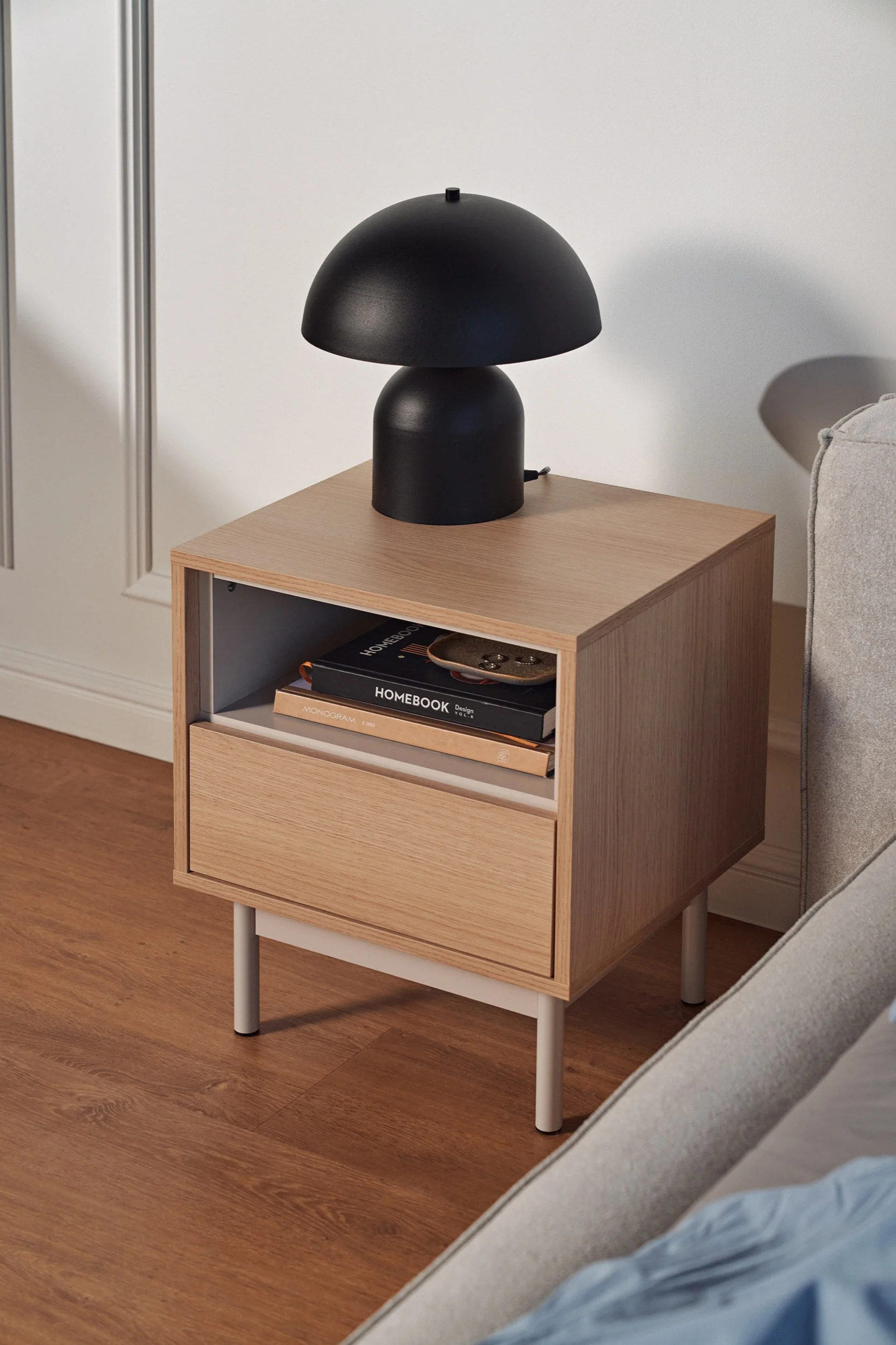 Szafka nocna Layen z szufladą i wnęką 45 cm dąb lindberg/kaszmir - Image 2