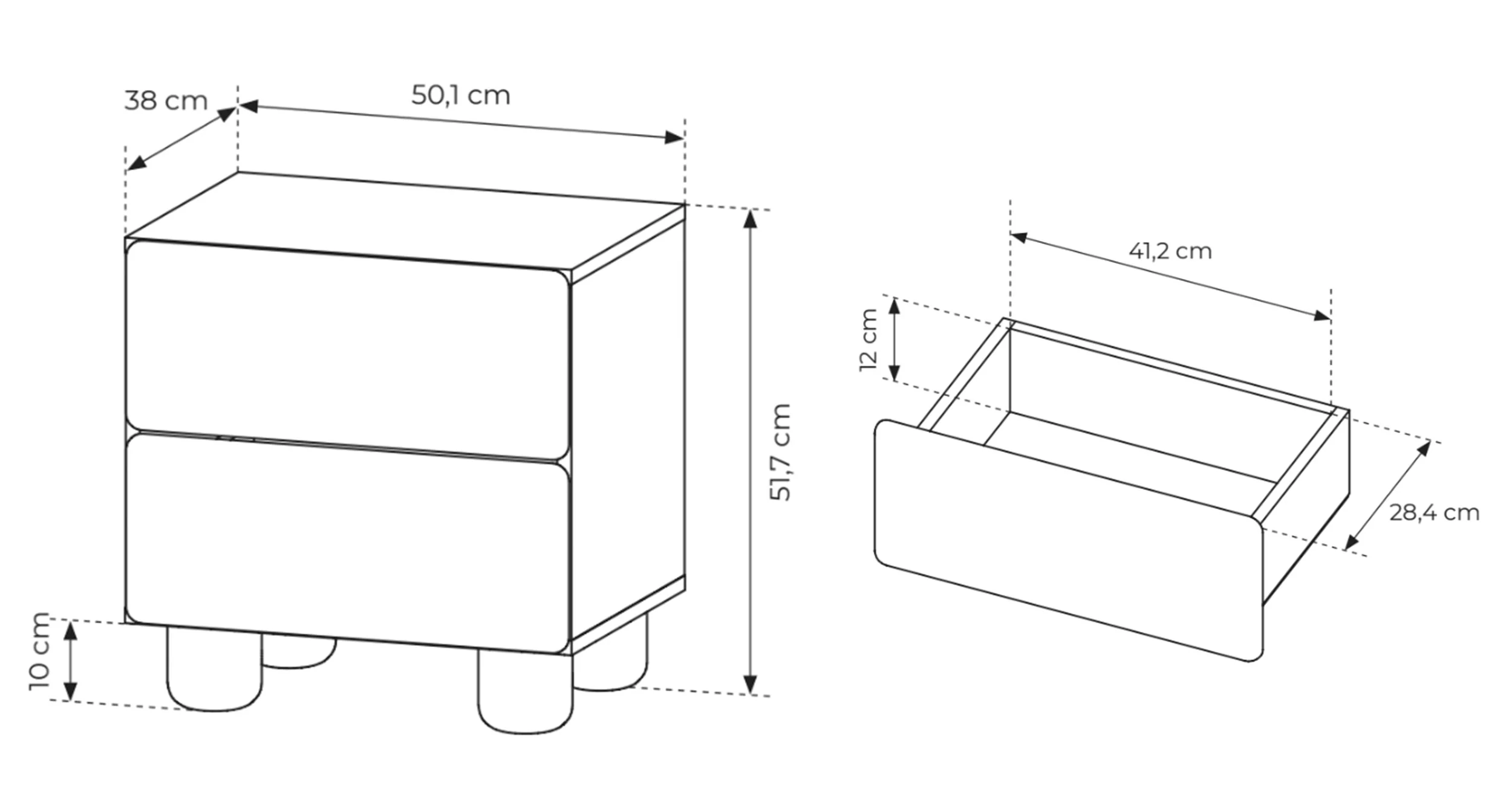 Szafka nocna Lomo z dwiema szufladami 50 cm dąb vicenza - Image 6