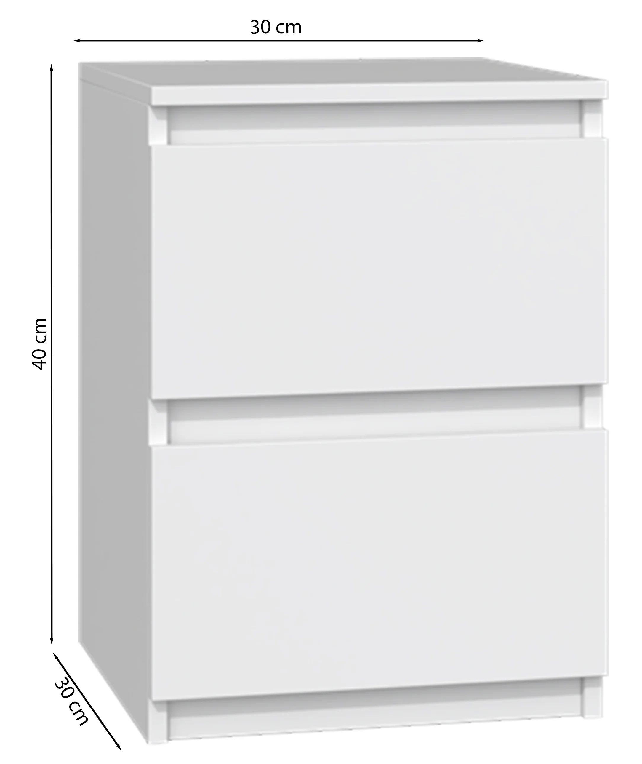 Szafka nocna Malwa z dwiema szufladami 30 cm biała - Image 7