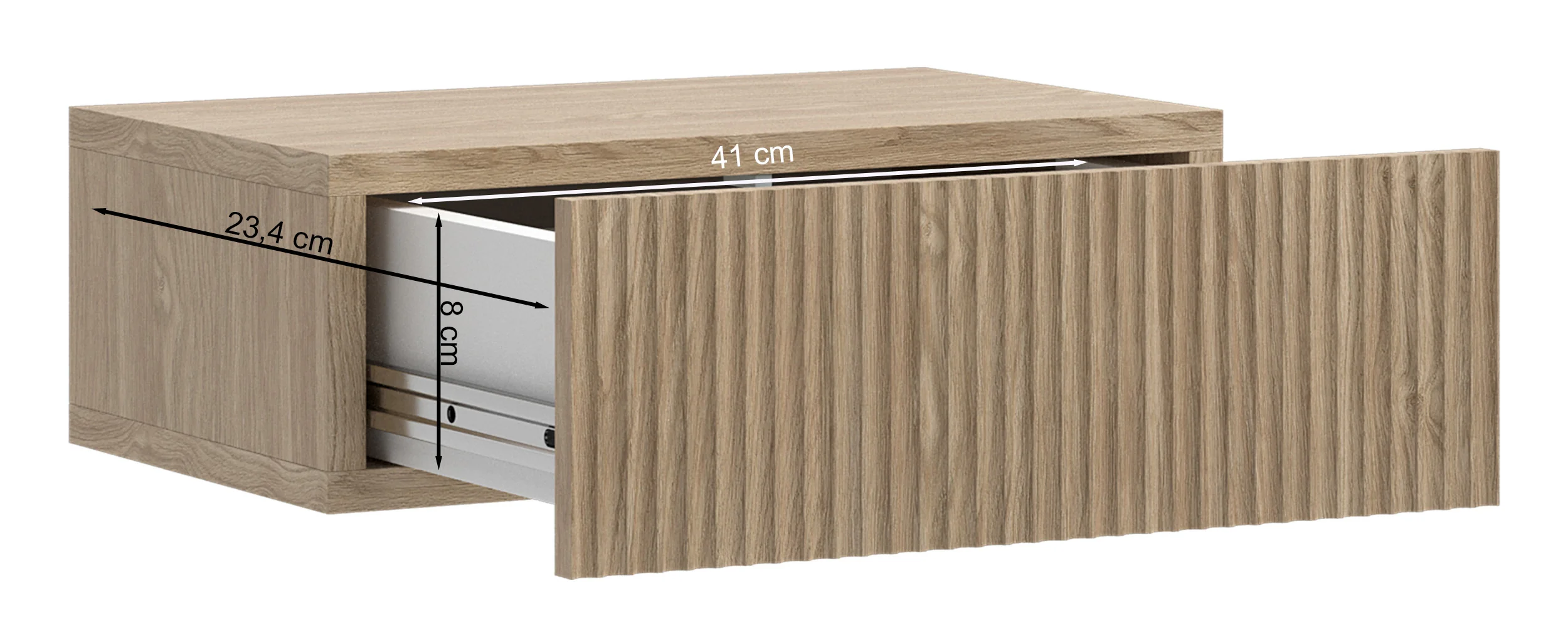 Szafka nocna Nolie z szufladą i ryflowaniem na froncie wisząca 50 cm dąb olejowany - Image 8