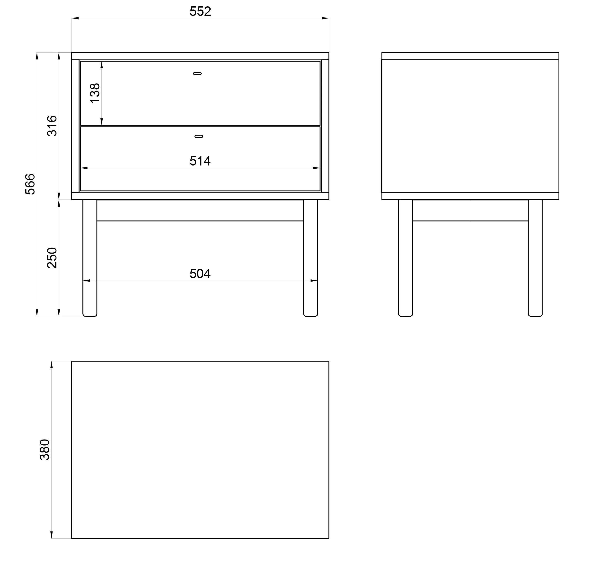 Szafka nocna Olar z dwiema szufladami 55 cm Hikora naturalna - Image 7