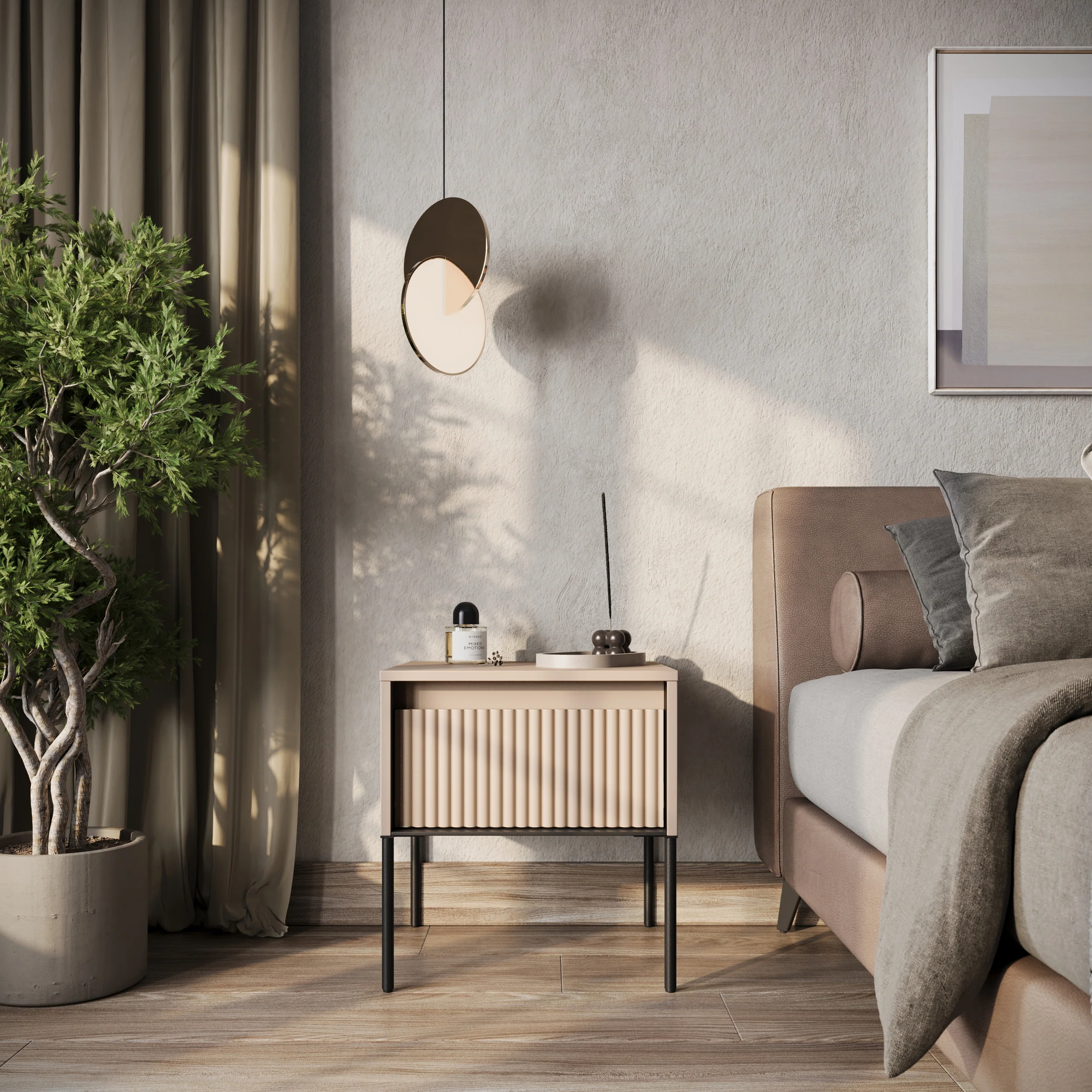 Szafka nocna Trend 46 cm z LED Beżowa - Image 2