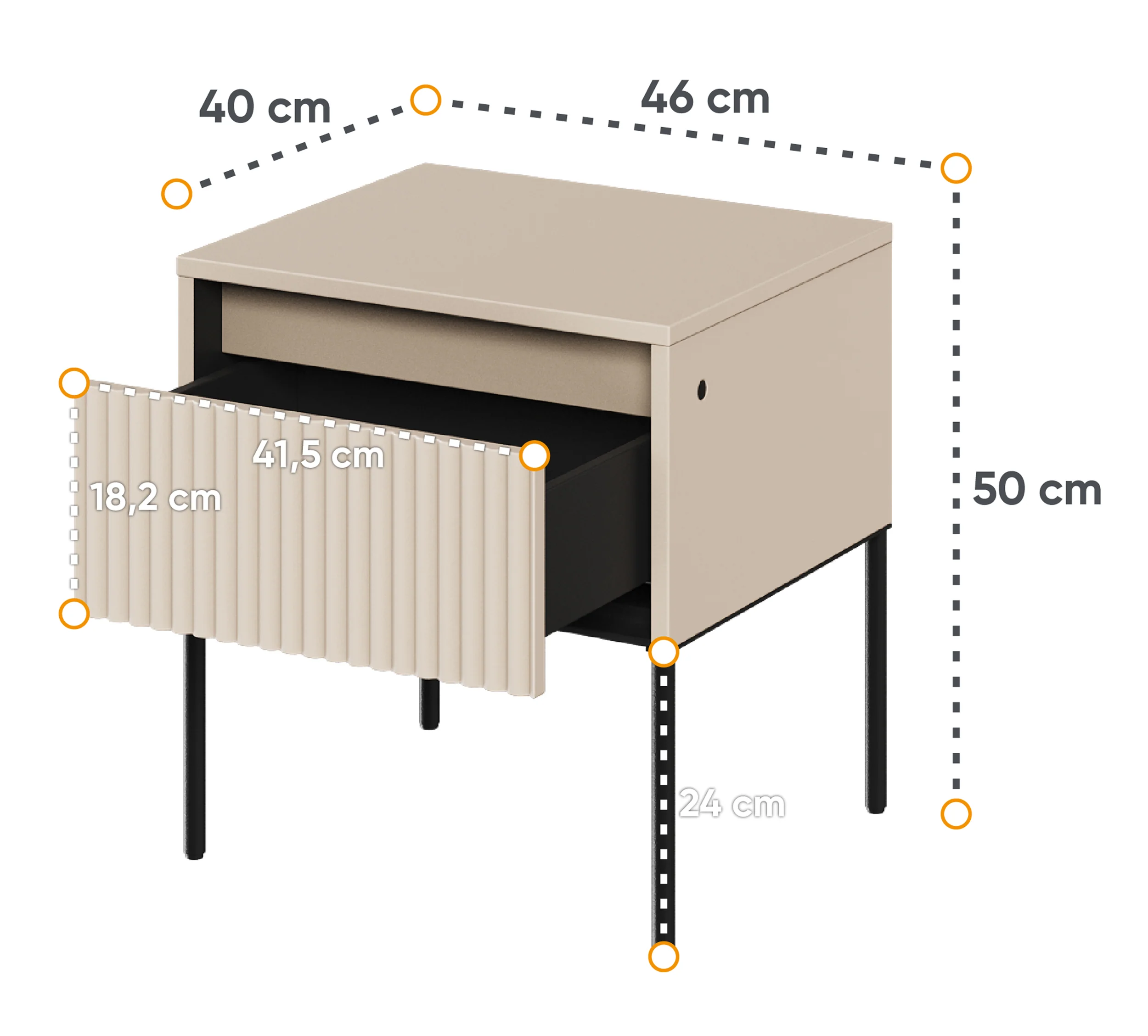 Szafka nocna Trend 46 cm z LED Beżowa - Image 4