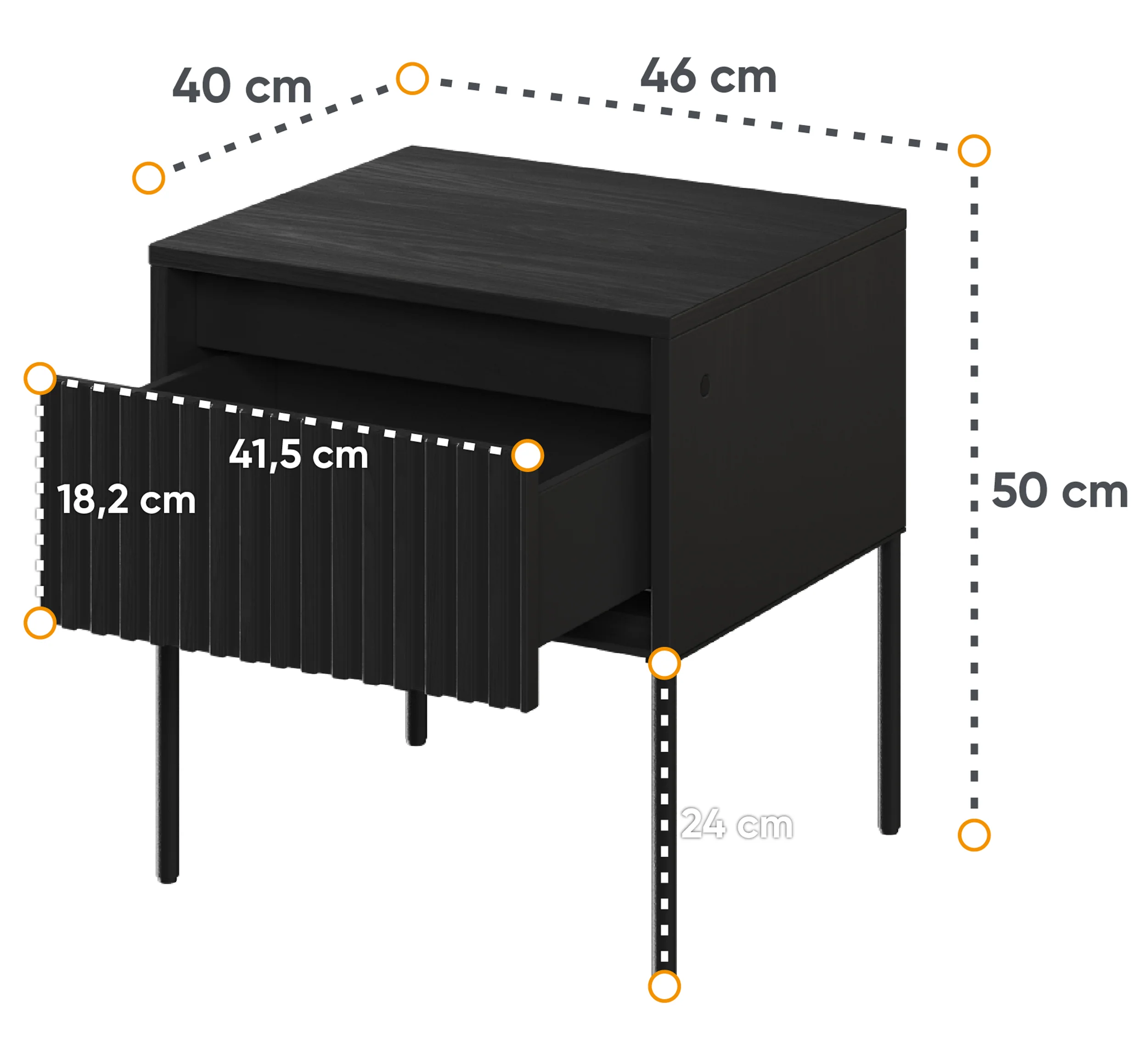 Szafka nocna Trend 46 cm z LED Czarna - Image 5