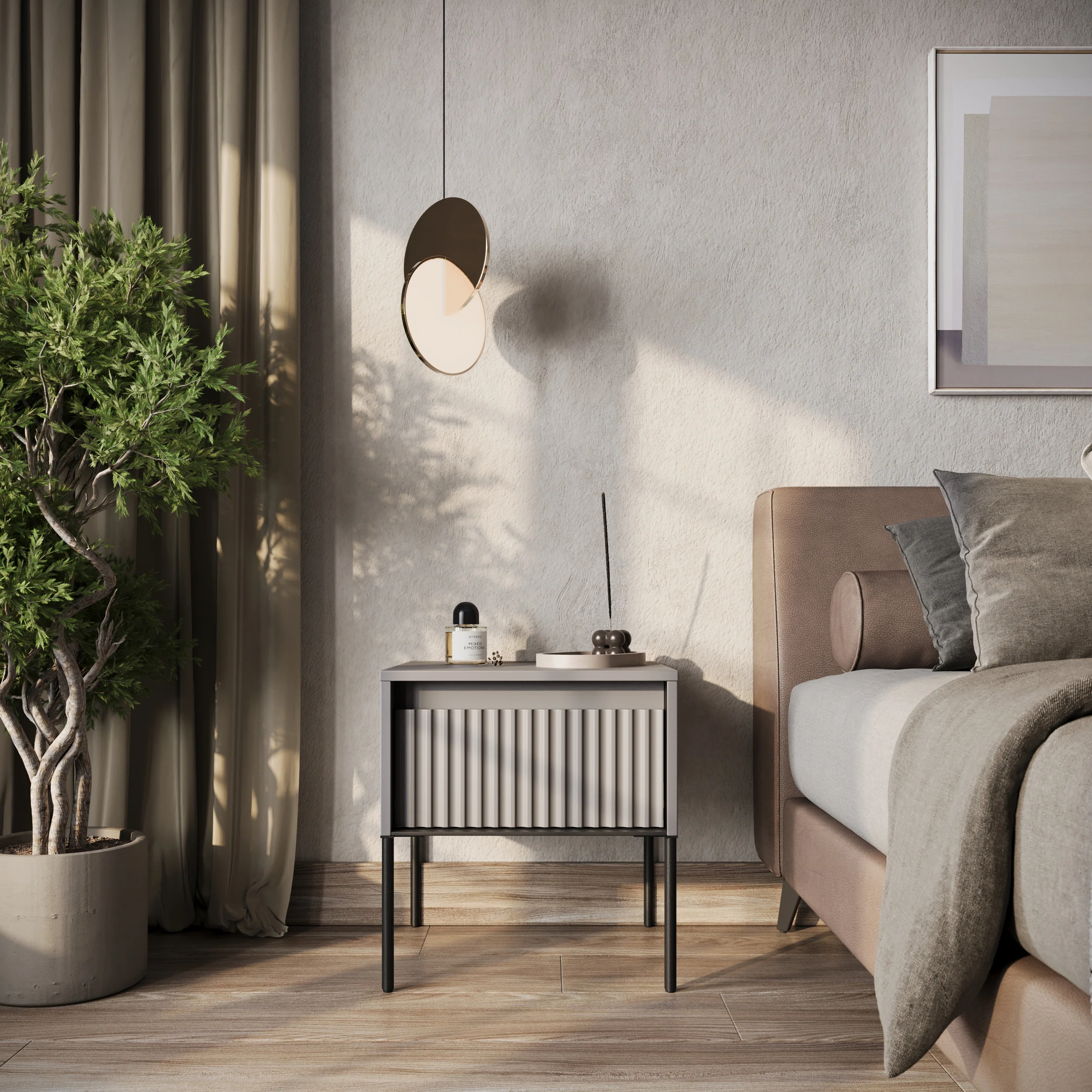 Szafka nocna Trend 46 cm z LED Szara - Image 2