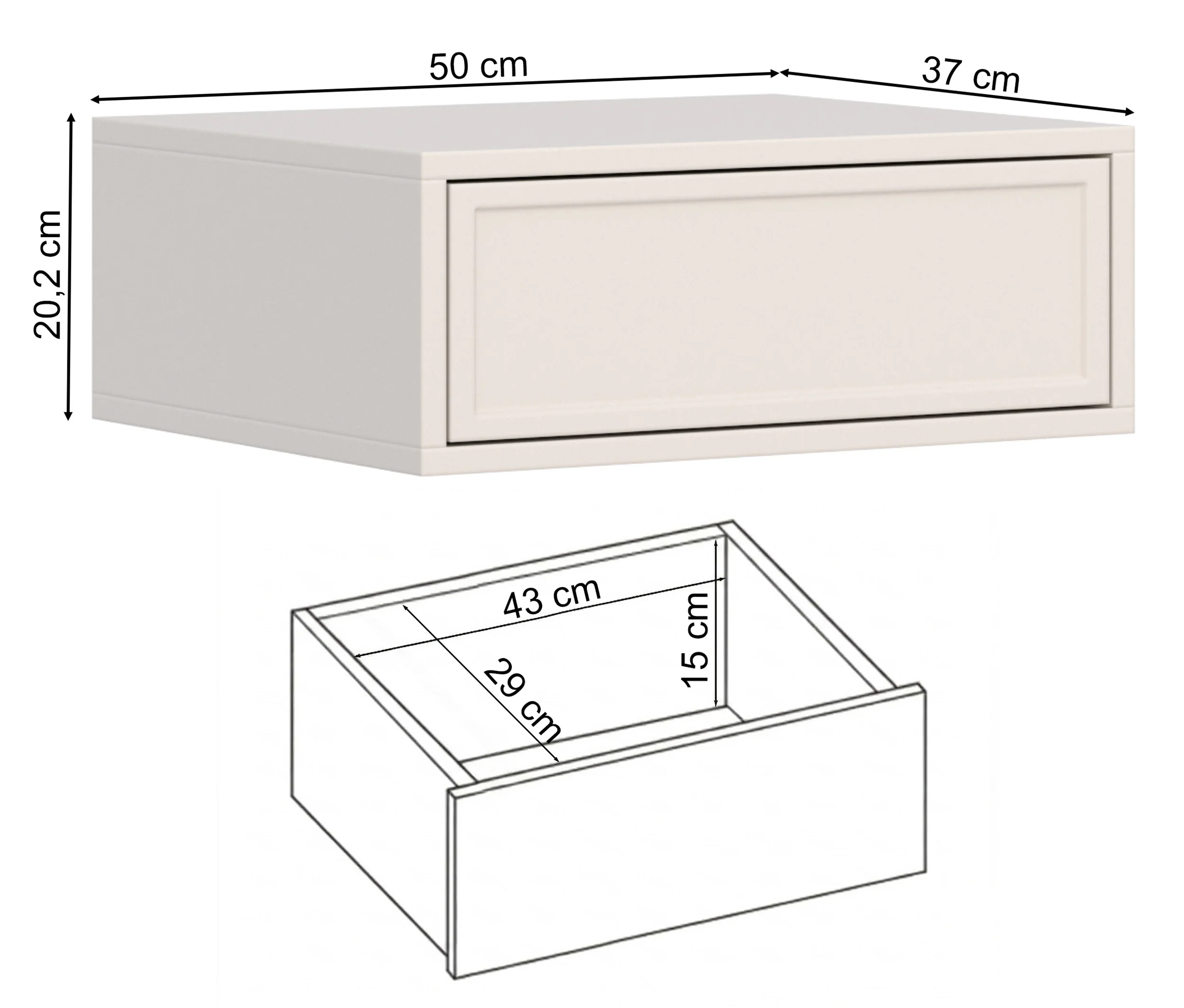 Szafka nocna Velveto wisząca z szufladą 50 cm czarny - Image 6
