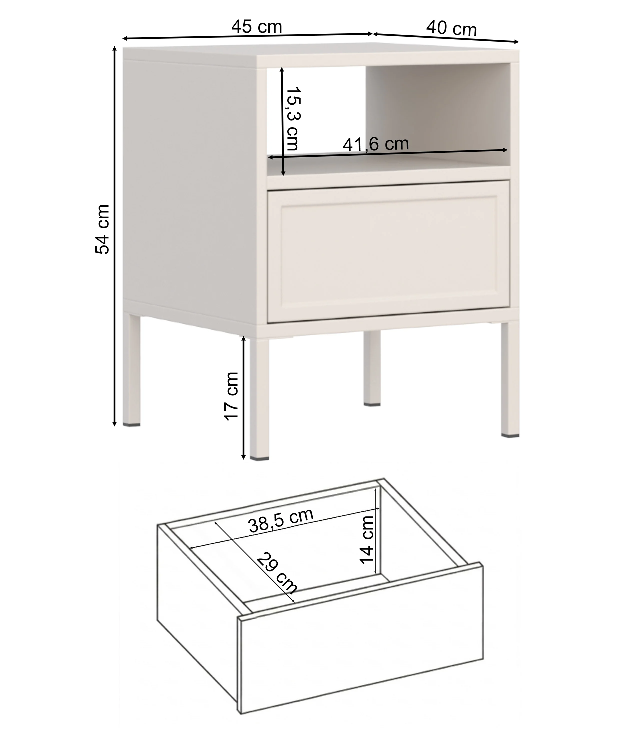 Szafka nocna Velveto z szufladą i wnęką 45 cm biały - Image 6