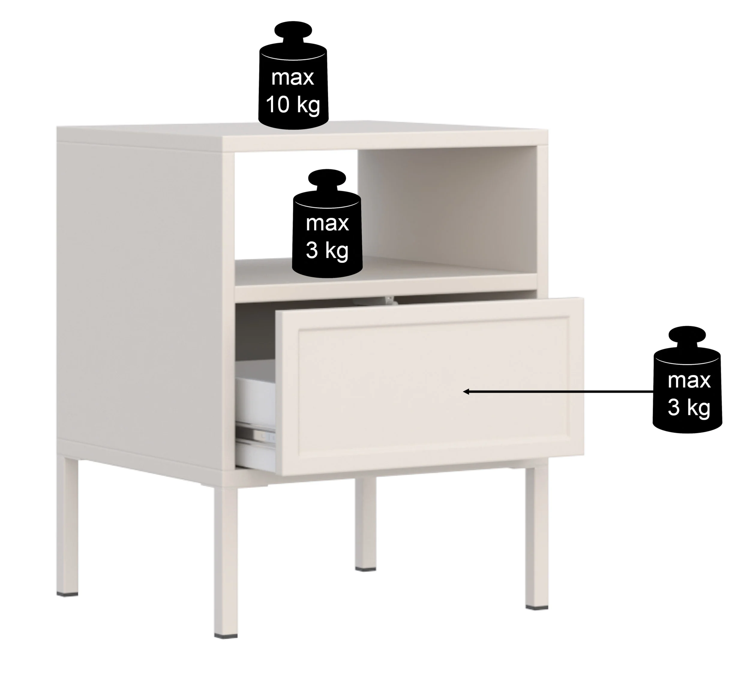 Szafka nocna Velveto z szufladą i wnęką 45 cm kaszmir - Image 7