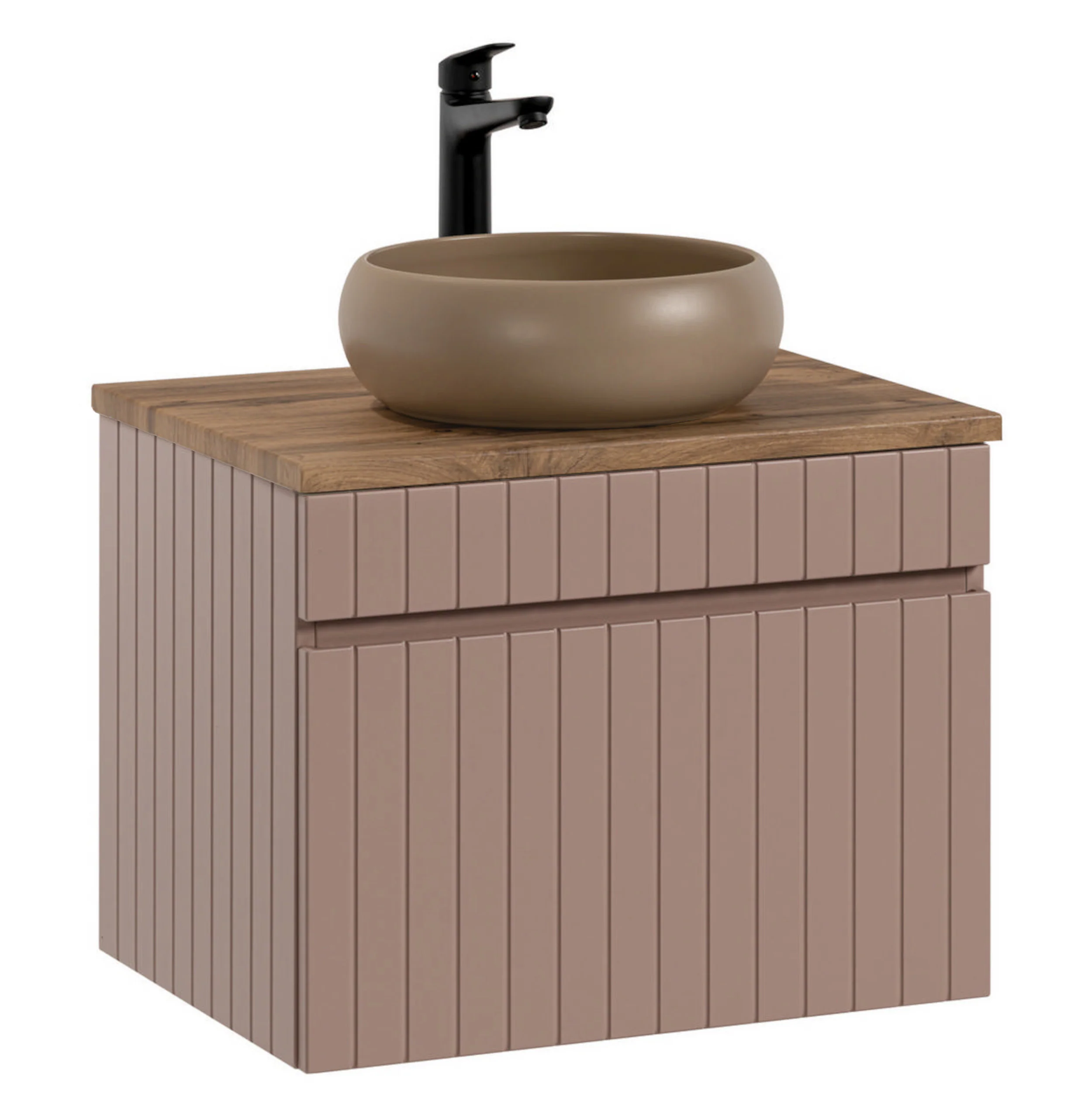 Szafka pod umywalkę Becialls 60 cm Różowa z blatem Dąb Evoke - Image 4