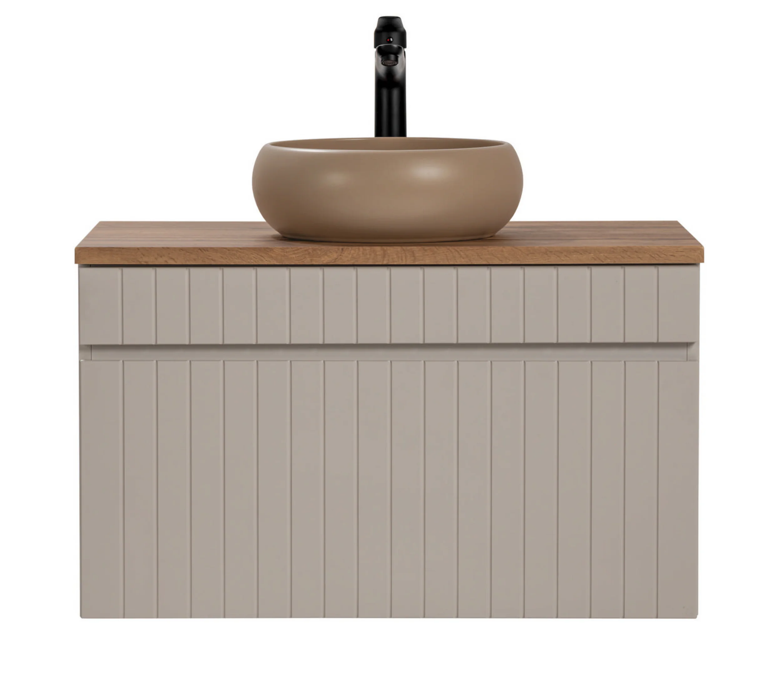 Szafka pod umywalkę Becialls 80 cm Beżowa z blatem Dąb Evoke - Image 3
