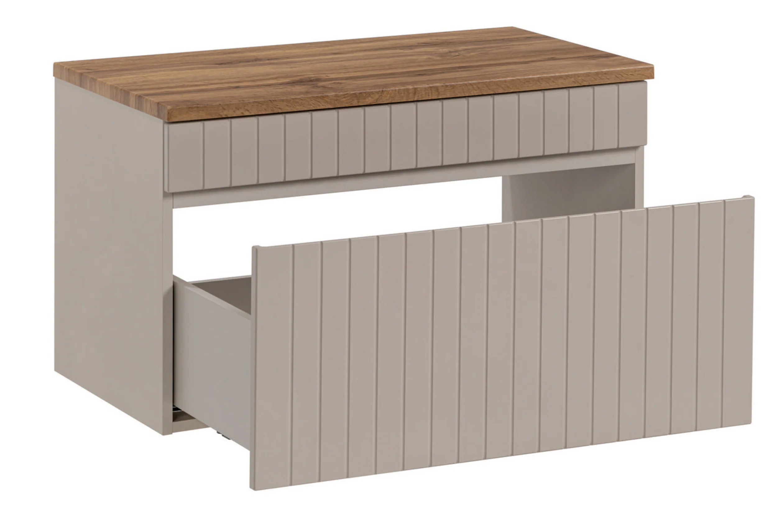 Szafka pod umywalkę Becialls 80 cm Beżowa z blatem Dąb Evoke - Image 5