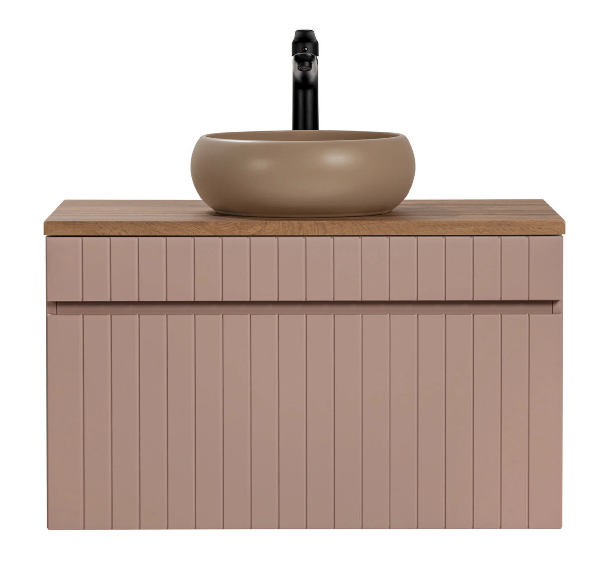 Szafka pod umywalkę Becialls 80 cm Różowa z blatem Dąb Evoke - Image 3