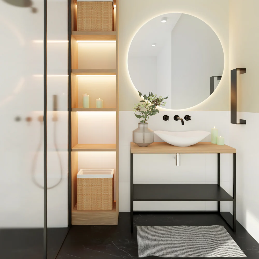 Szafka pod umywalkę Lissey z metalową półką 95 cm - Image 2