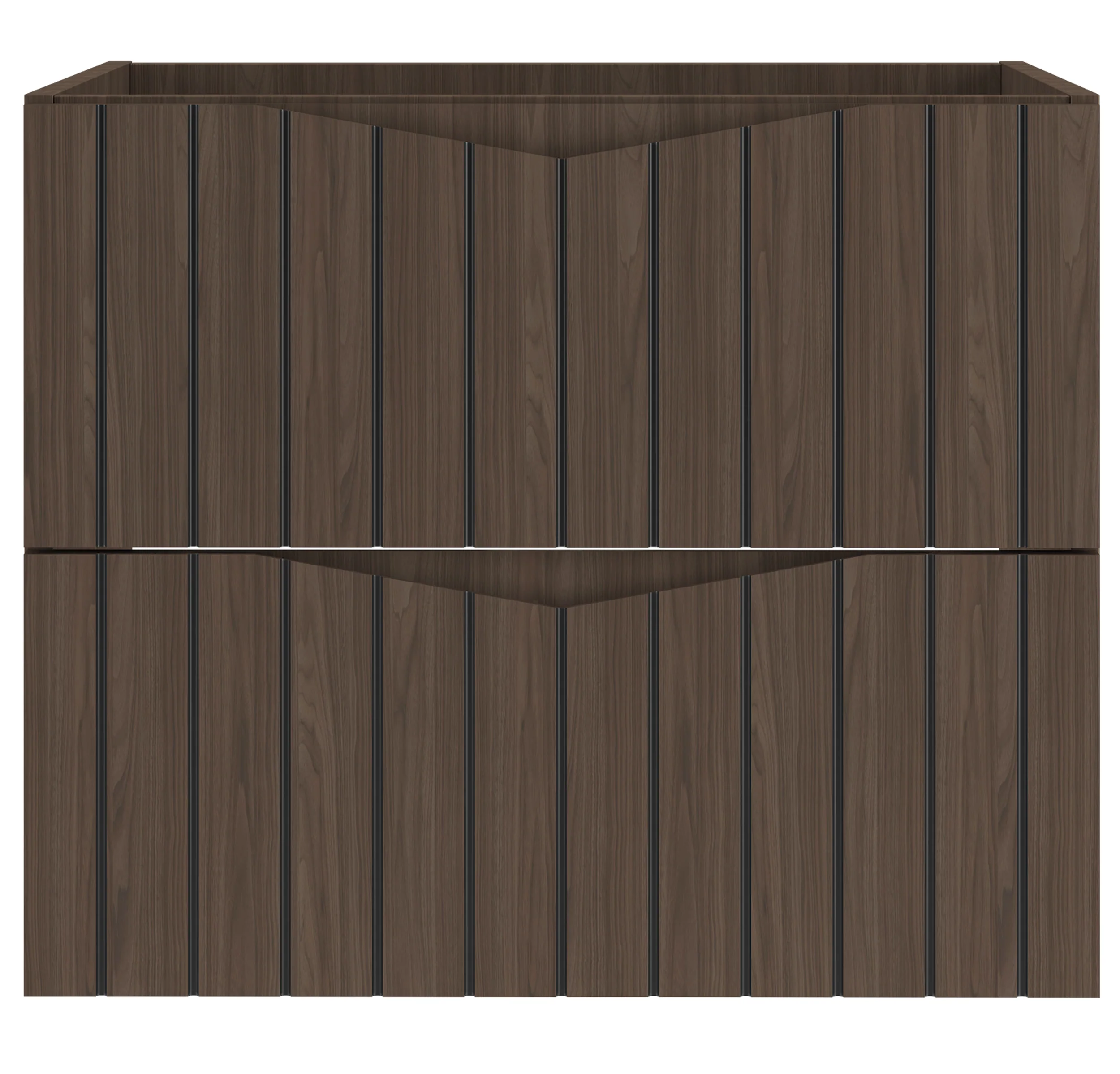 Szafka pod umywalkę Stella 60 cm ryflowane fronty orzech / czarny mat - Image 5