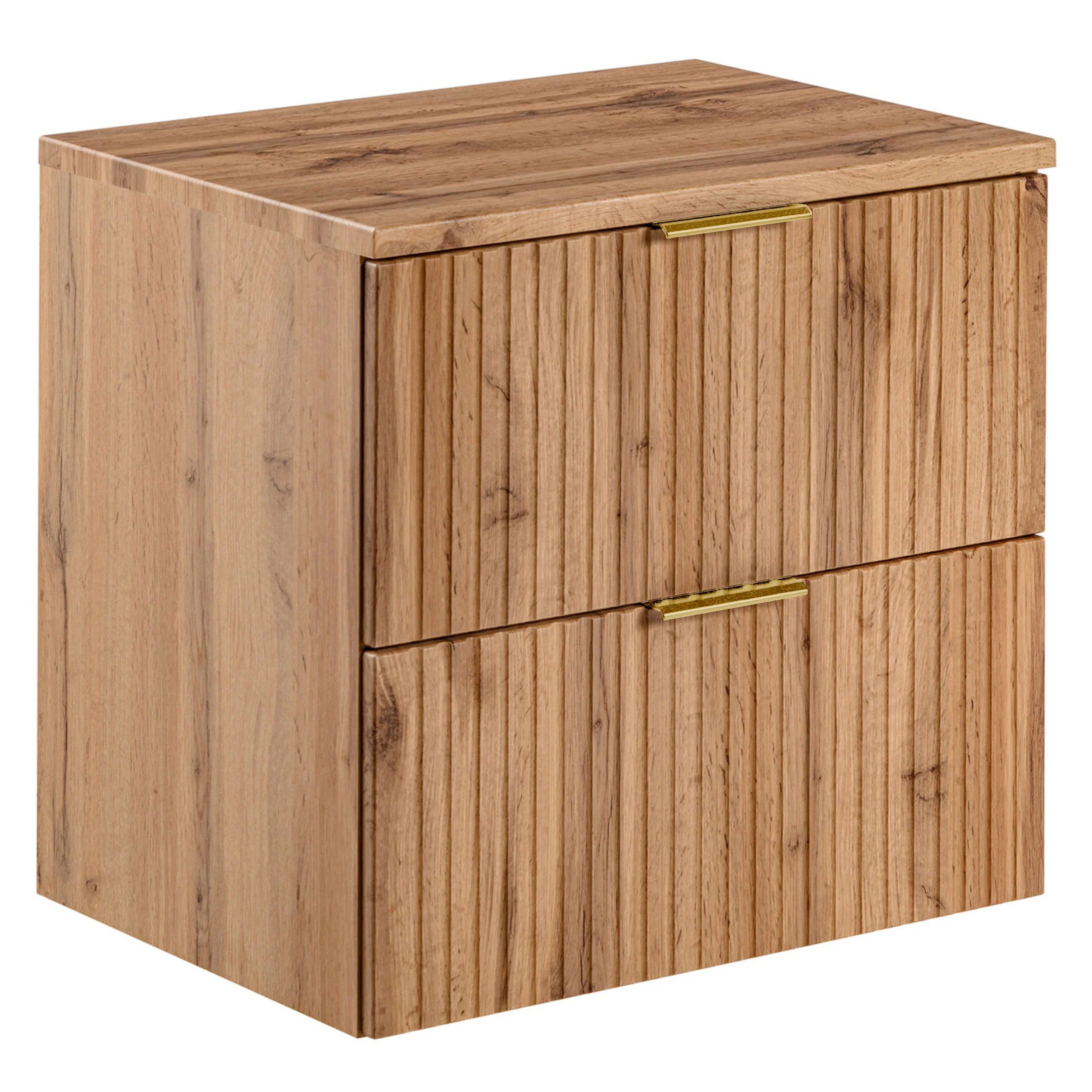 Szafka pod umywalkę Temirni 60 cm dąb wotan lamele z blatem - Image 5