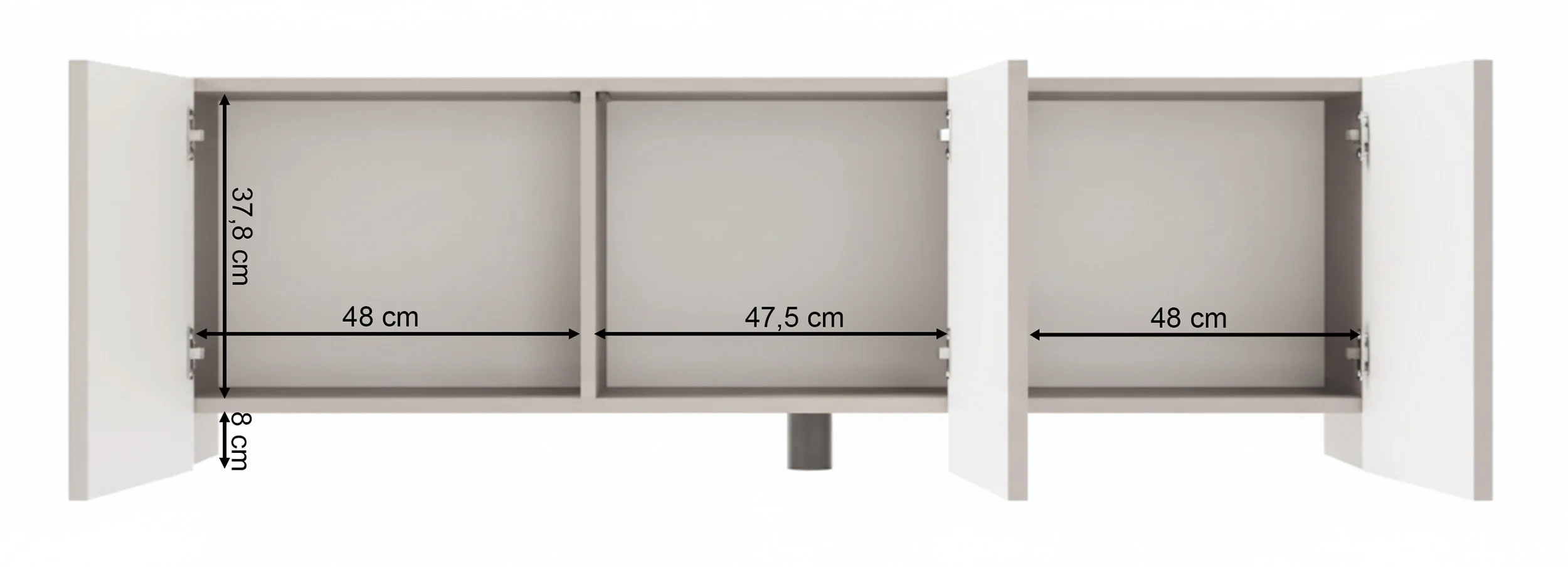 Szafka RTV Arkadia trzydrzwiowa z frezowanymi frontami 150 cm kaszmir - Image 9