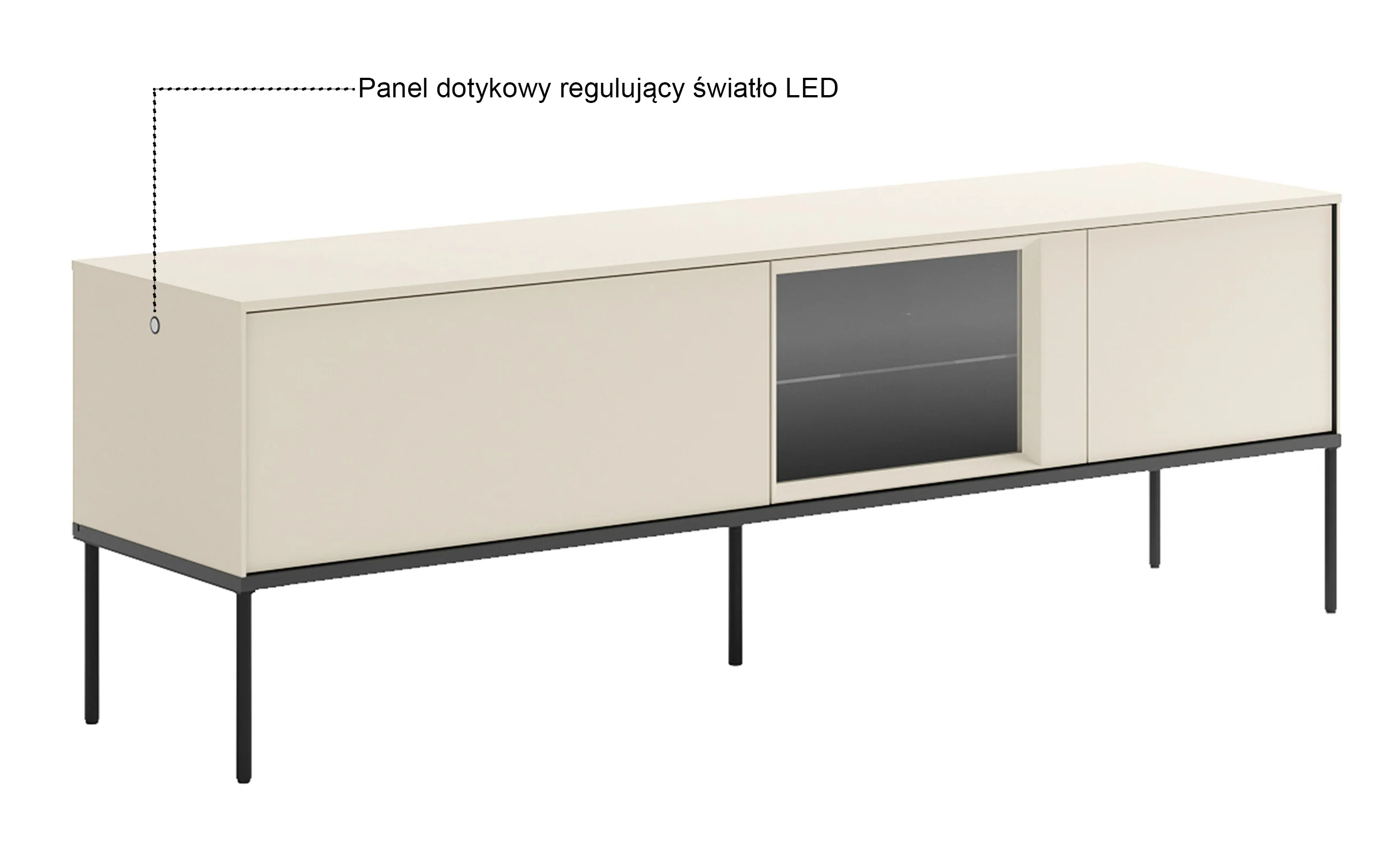 Szafka RTV Bellezo z witryną LED 166 cm kremowy - Image 12