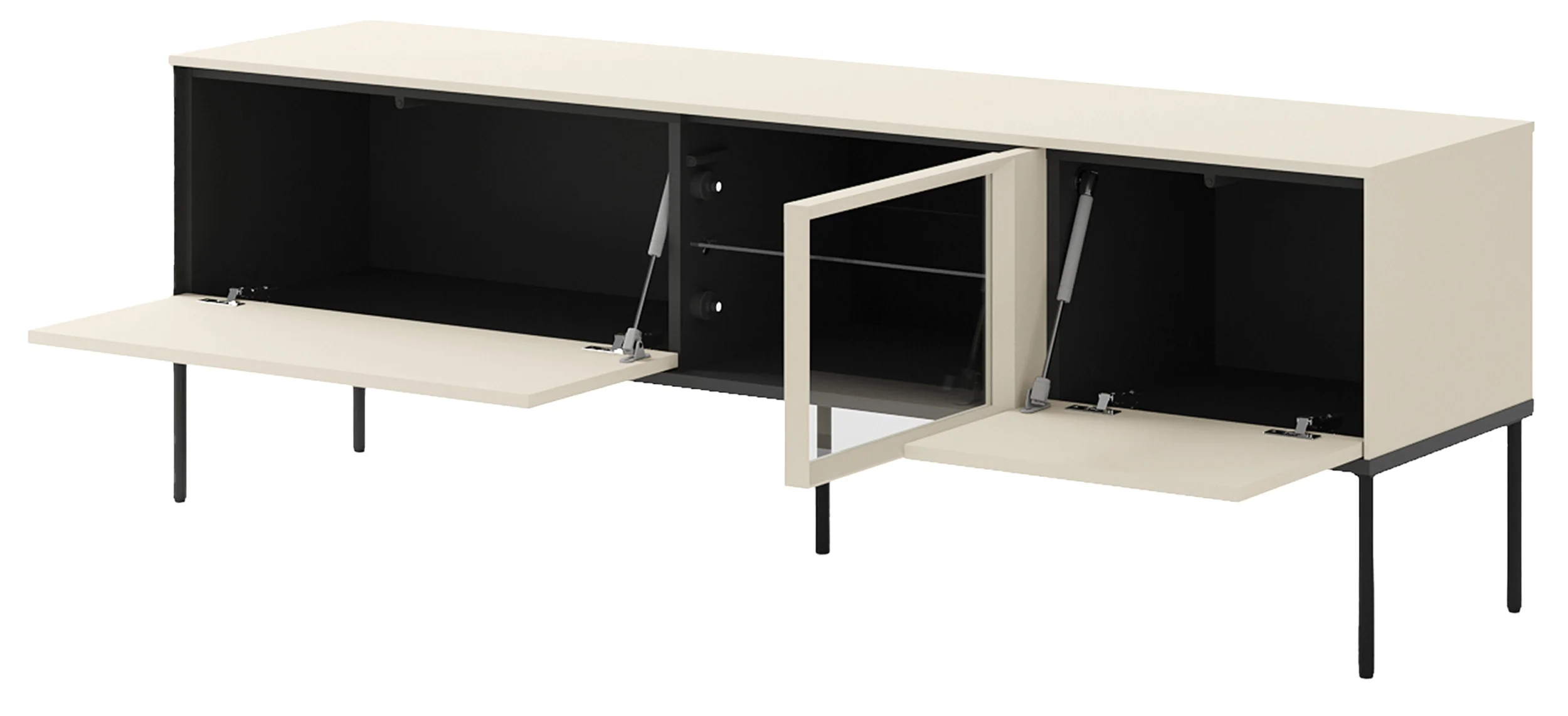 Szafka RTV Bellezo z witryną LED 166 cm kremowy - Image 3