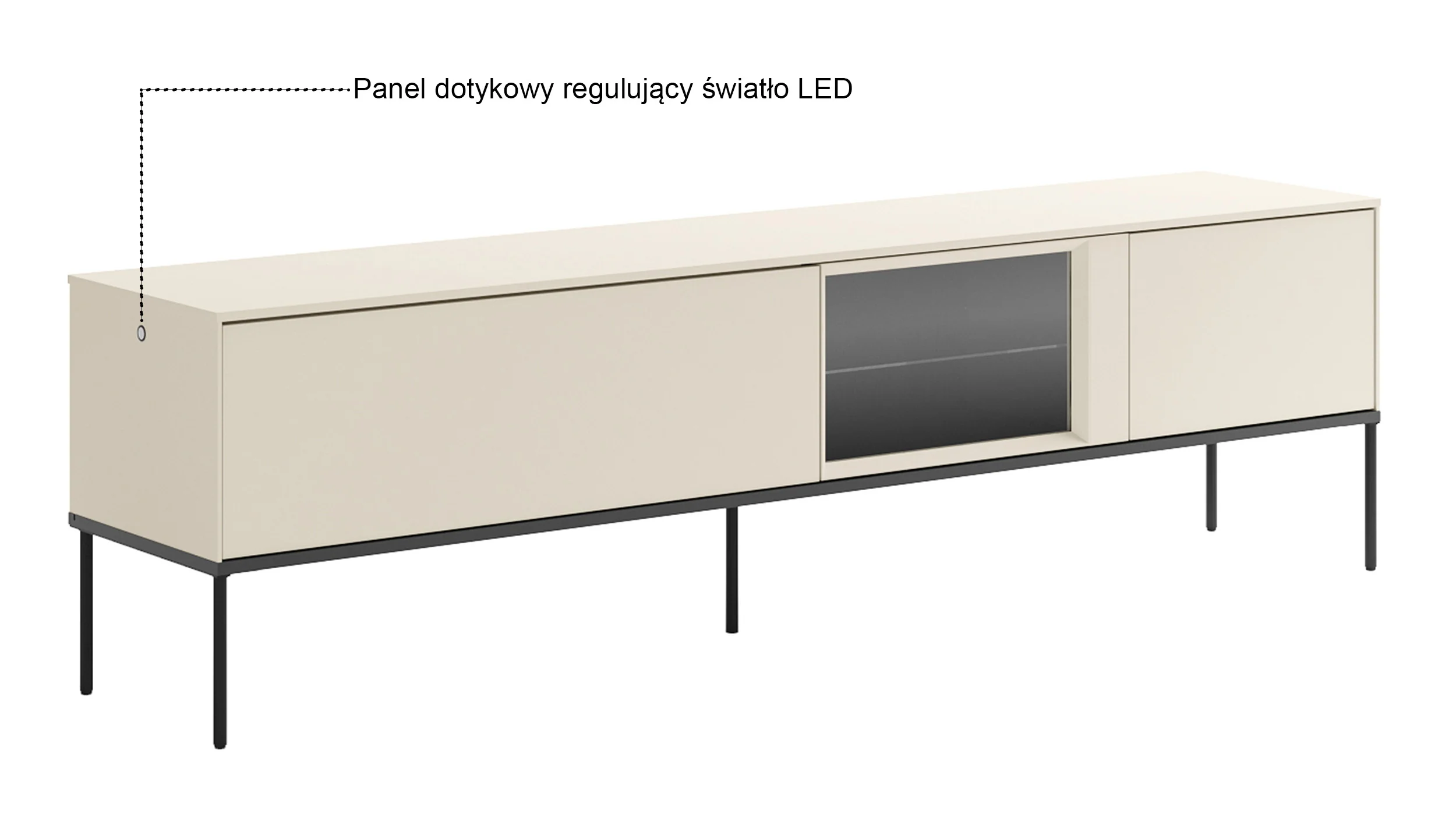 Szafka RTV Bellezo z witryną LED 196 cm kremowy - Image 12