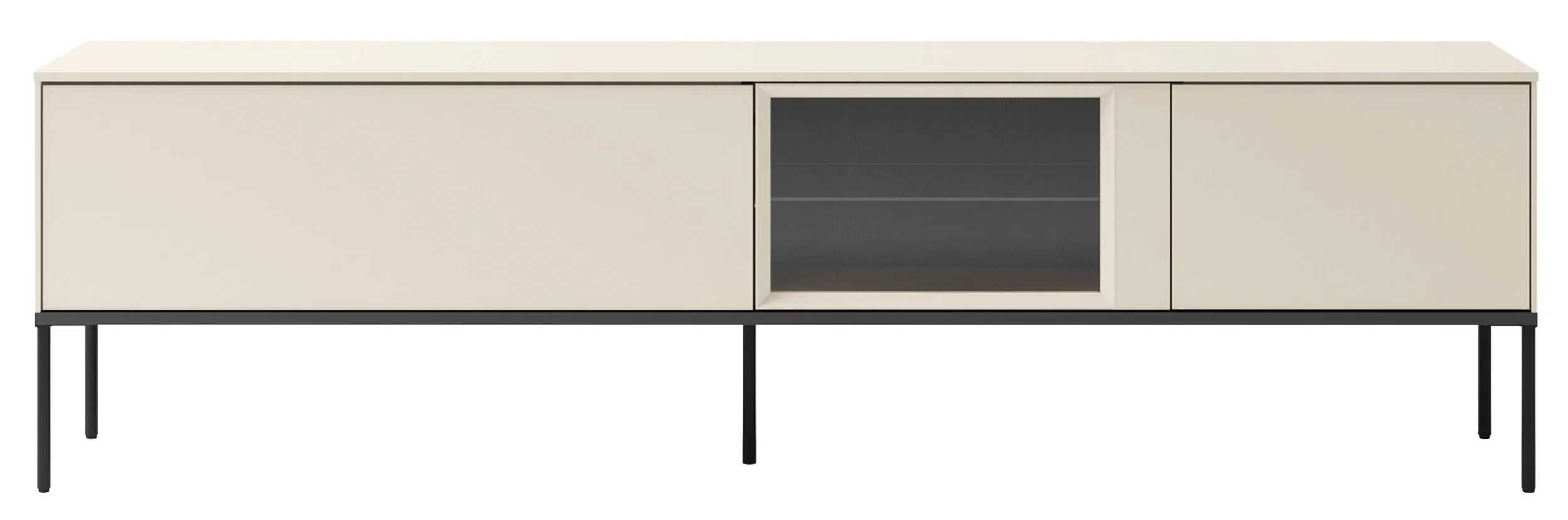 Szafka RTV Bellezo z witryną LED 196 cm kremowy - Image 5