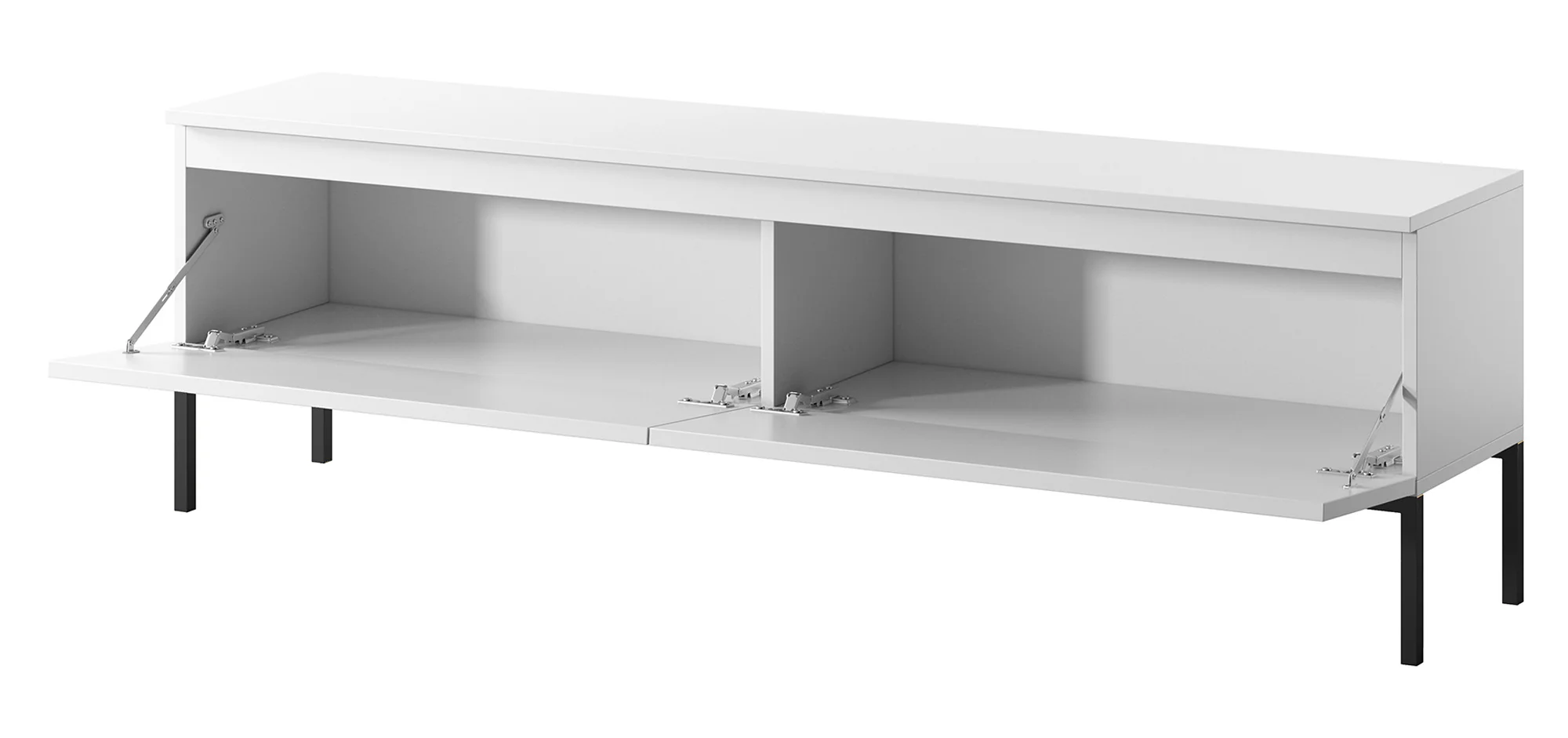 Szafka RTV Bemmi 150 cm biała z czarnymi nogami - Image 6