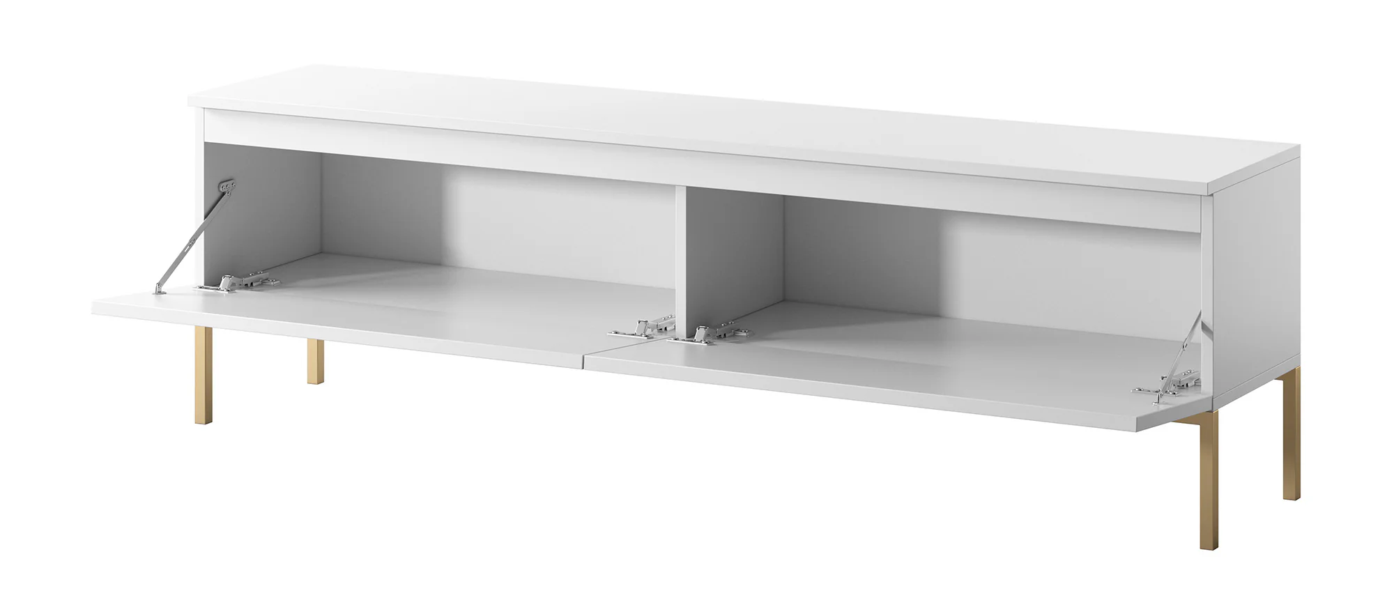 Szafka RTV Bemmi 150 cm biała ze złotymi nogami - Image 4