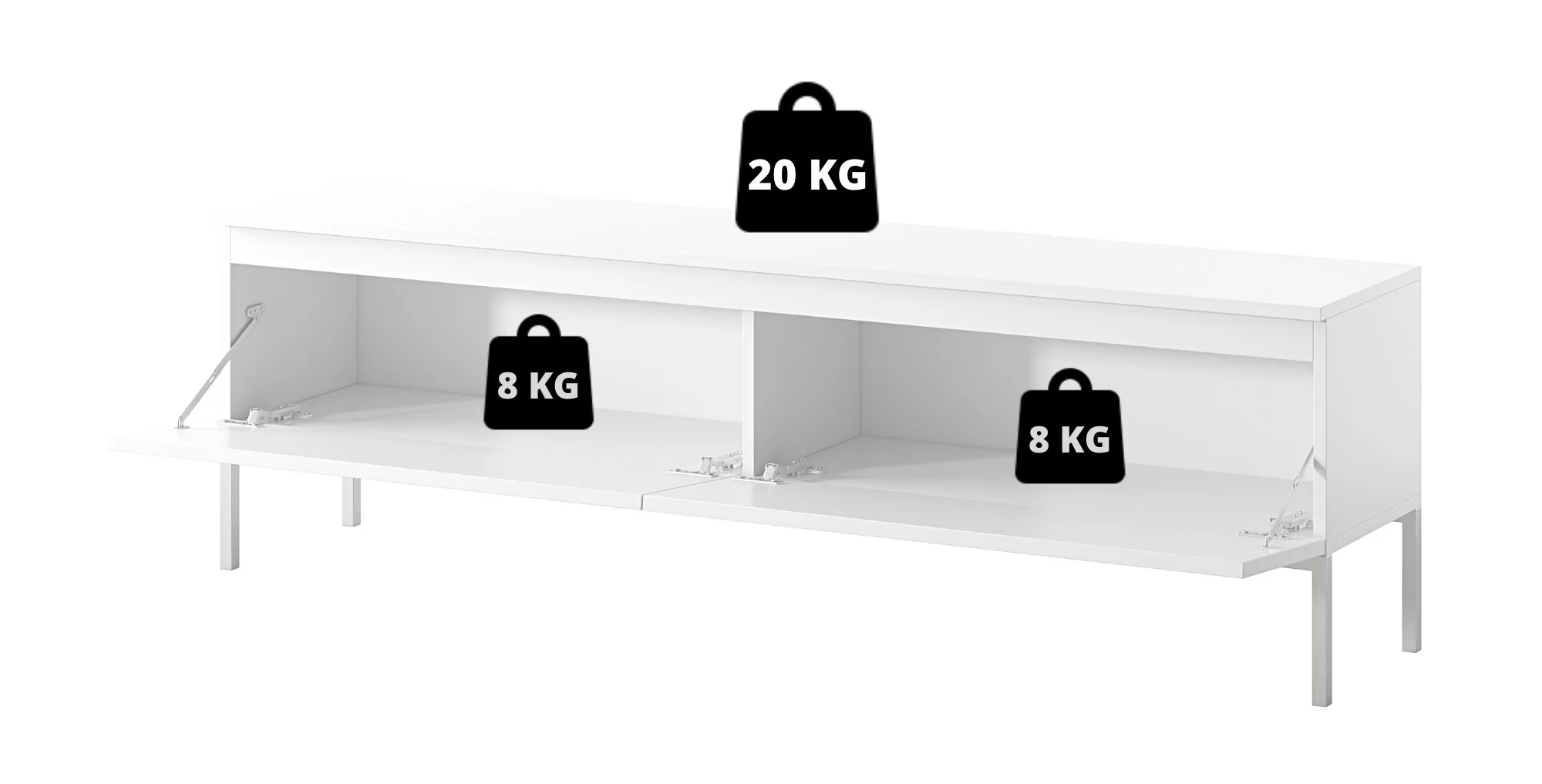 Szafka RTV Bemmi 150 cm biała ze złotymi nogami - Image 8