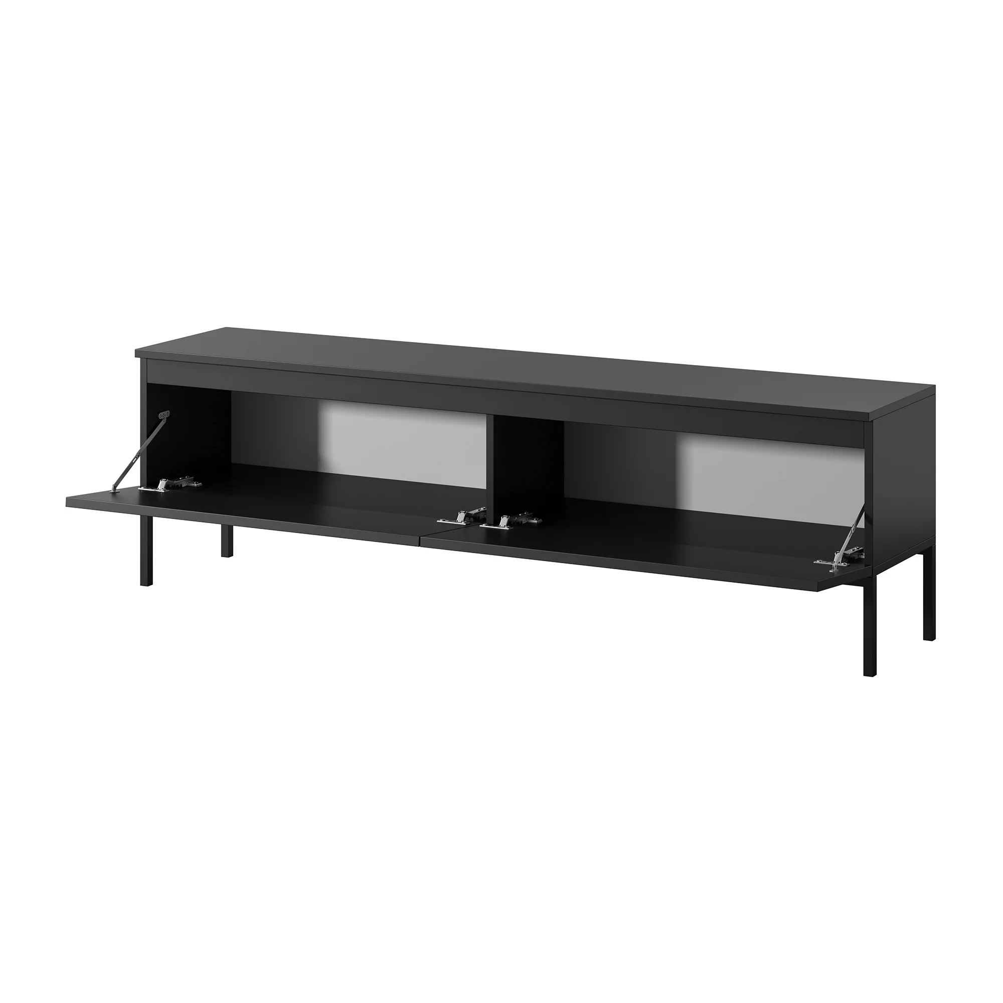 Szafka RTV Bemmi 150 cm czarna z czarnymi nogami - Image 3