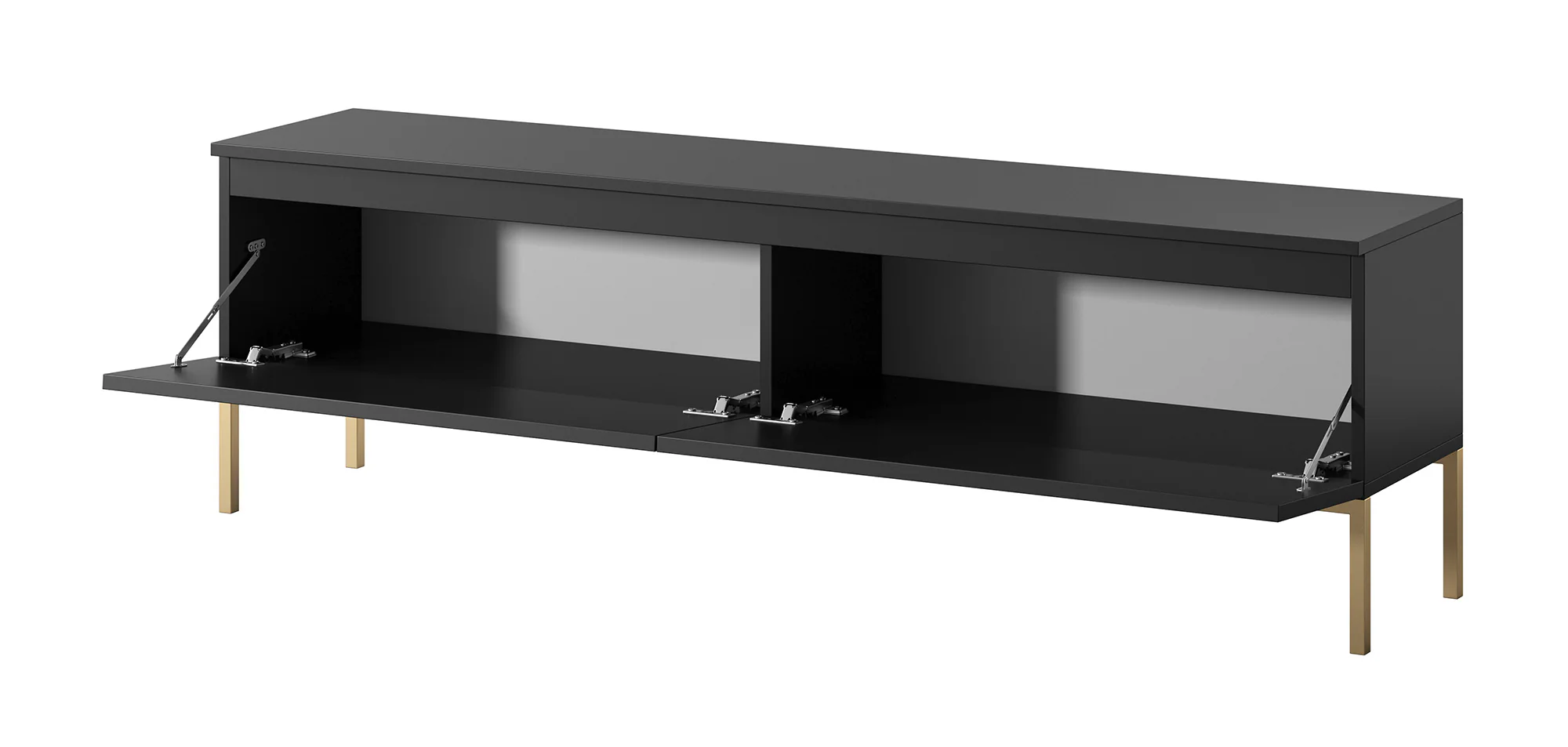 Szafka RTV Bemmi 150 cm czarna ze złotymi nogami - Image 4